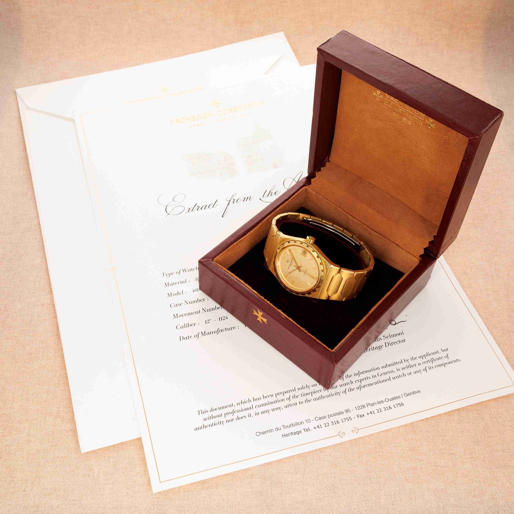 Vacheron Constantin Yellow Gold 222 Ref. 46003 with Box and Extract Paper