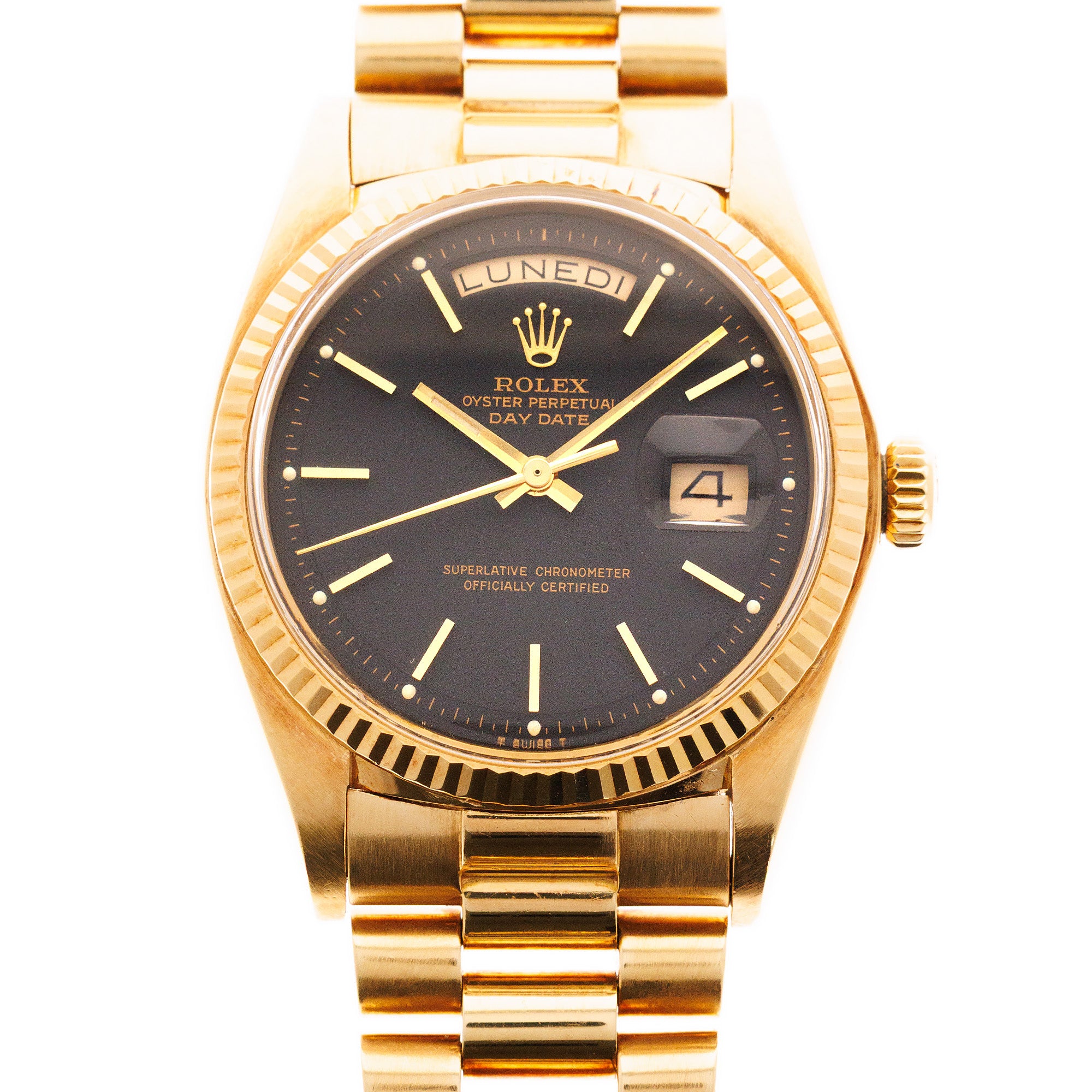 Rolex Yellow Gold Day Date Ref. 1803 with Flawless Matte Black dial