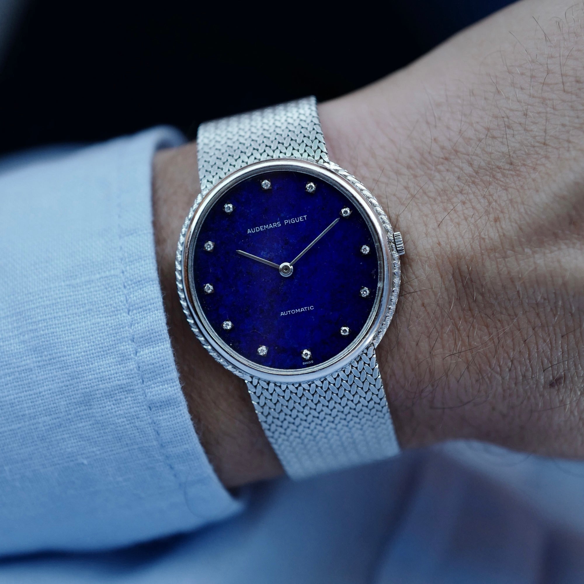 Audemars Piguet White Gold Automatic Bracelet Watch with Lapis Lazuli Dial
