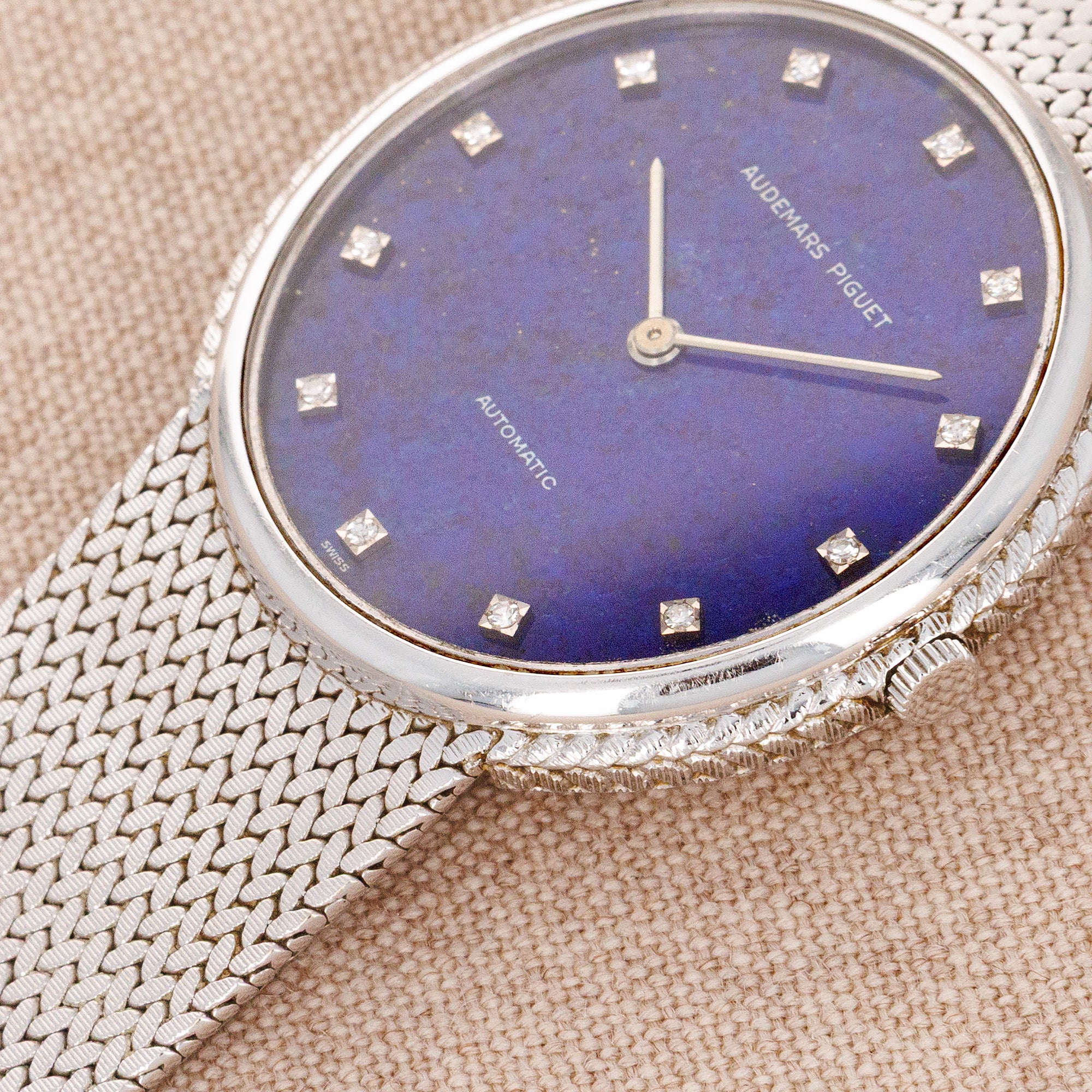Audemars Piguet White Gold Automatic Bracelet Watch with Lapis Lazuli Dial