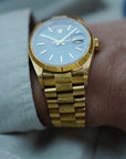 Rolex Yellow Gold Day-Date Watch Ref. 18078 with Bark Finish and Deep Blue Dial (New Arrival)