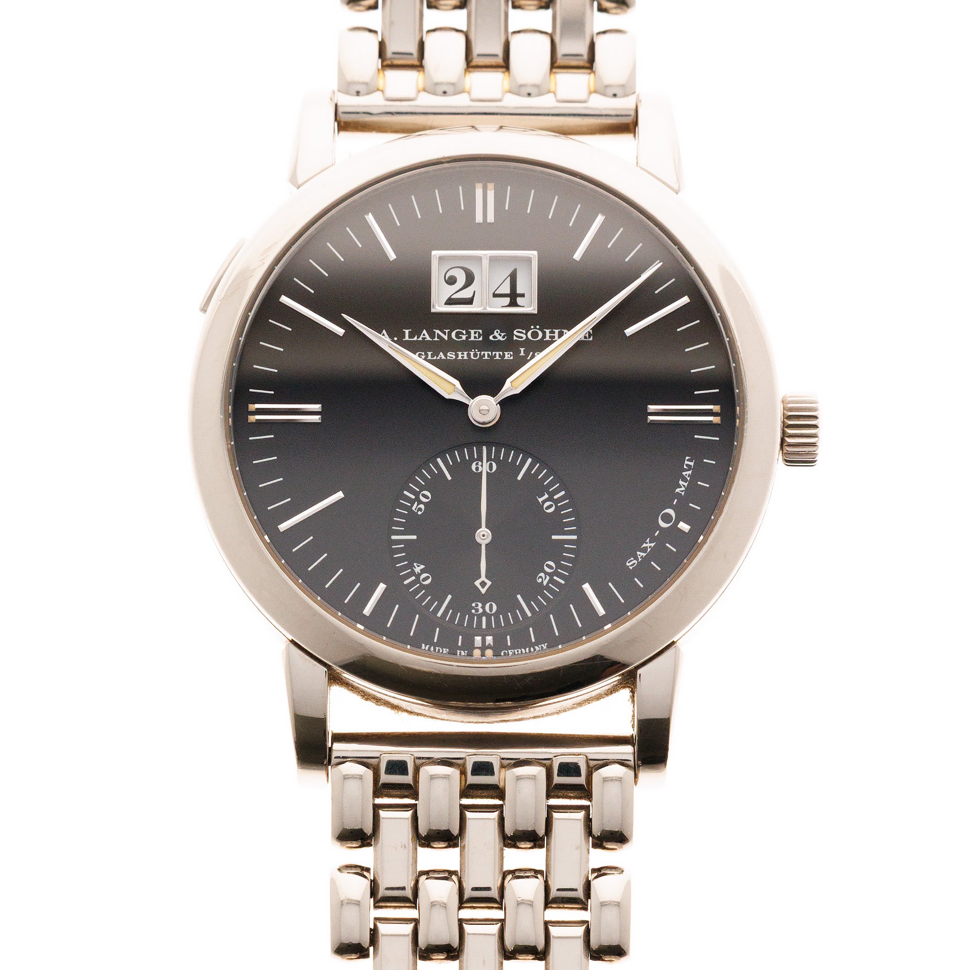 A. Lange & Sohne White Gold Langematik Ref. 308.027 on Wellendorf Bracelet