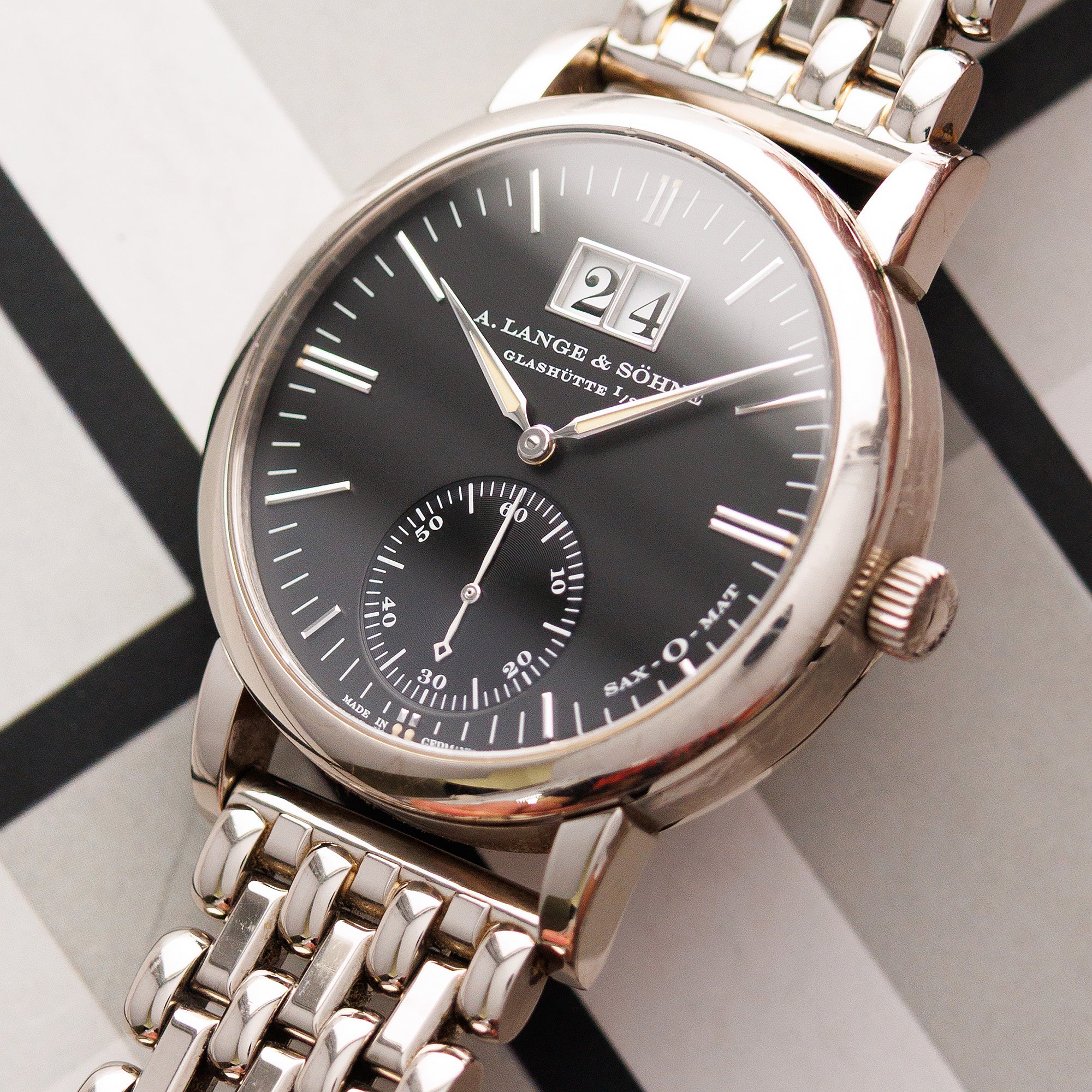 A. Lange & Sohne White Gold Langematik Ref. 308.027 on Wellendorf Bracelet