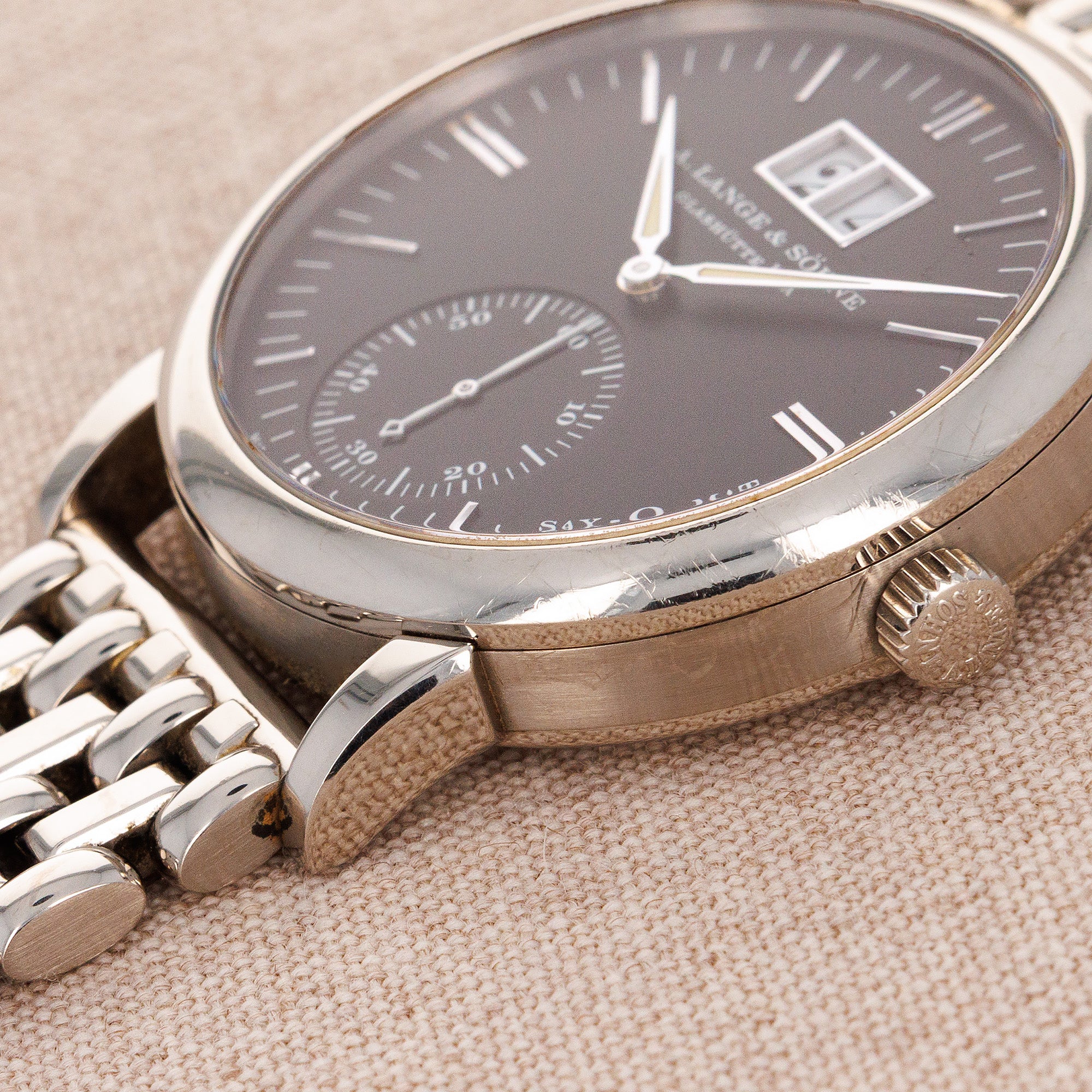 A. Lange & Sohne White Gold Langematik Ref. 308.027 on Wellendorf Bracelet