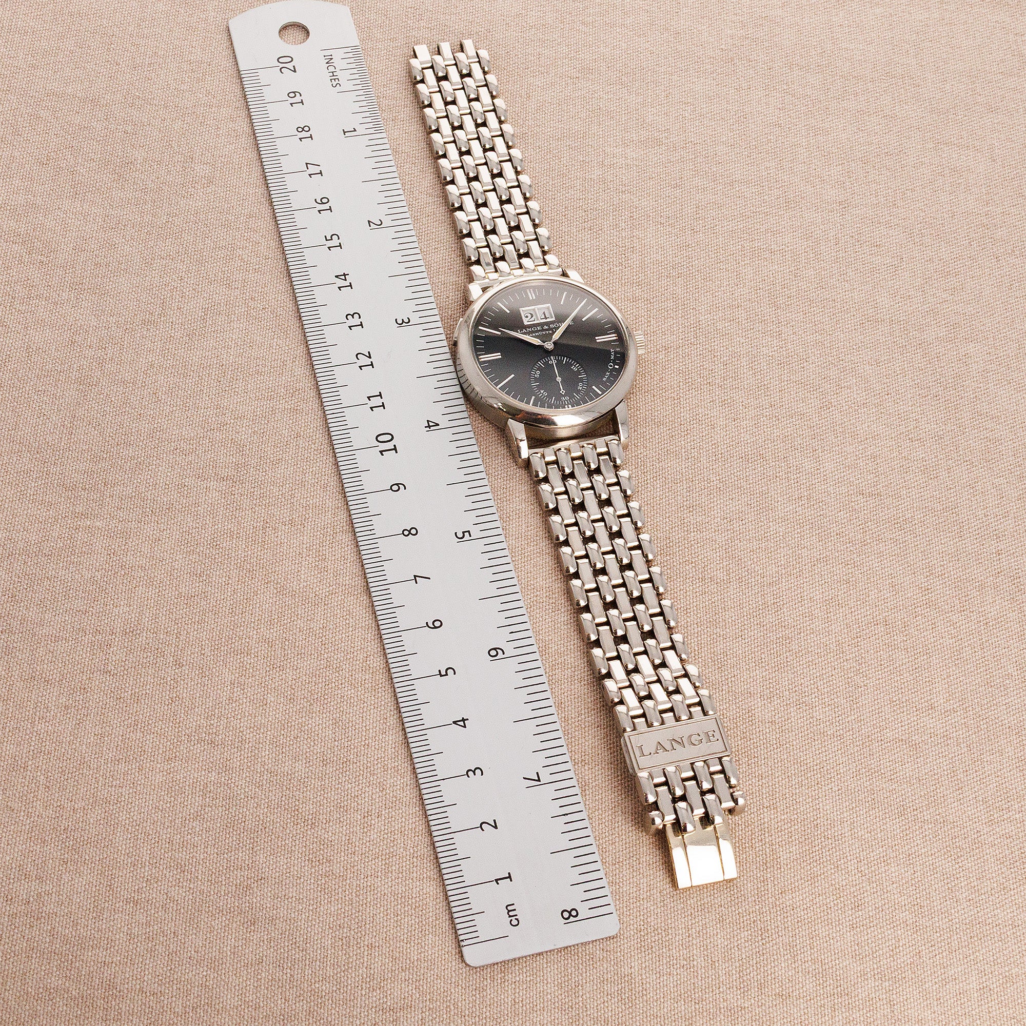 A. Lange &amp; Sohne White Gold Langematik Ref. 308.027 on Wellendorf Bracelet