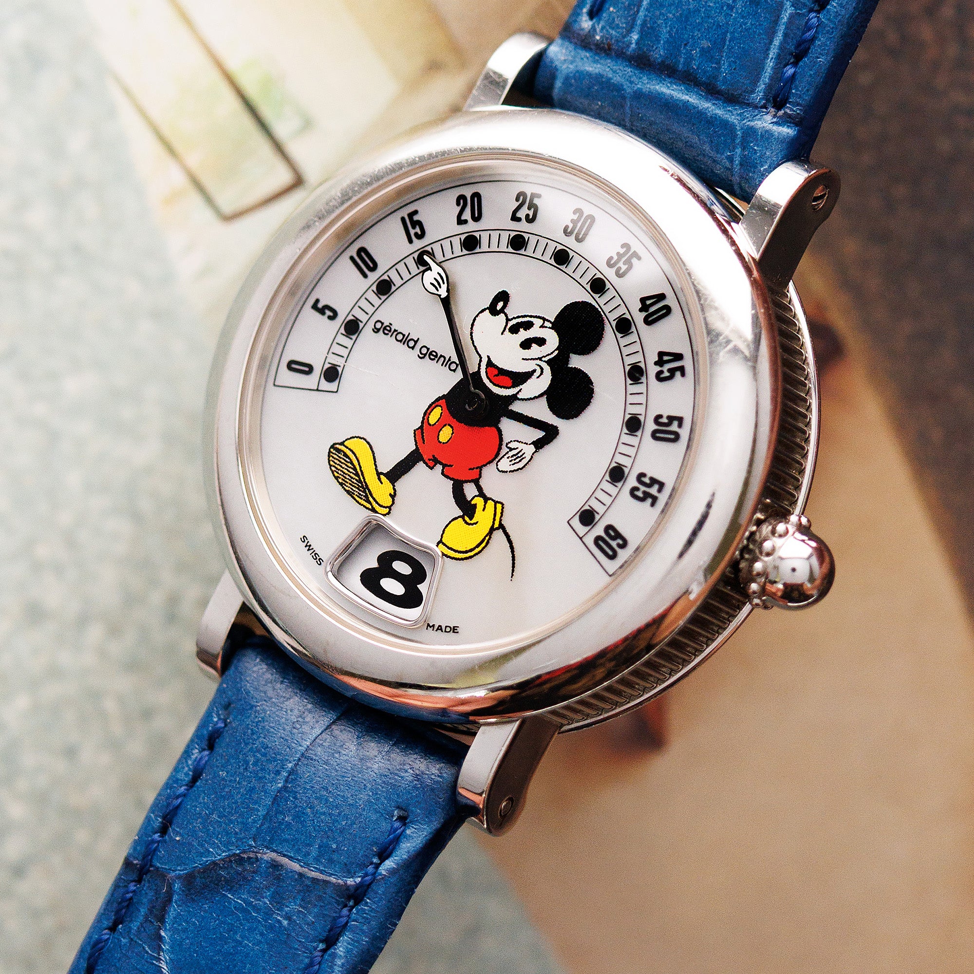 Gerald Genta Steel Retrograde Mickey Mouse Watch Ref. G3612