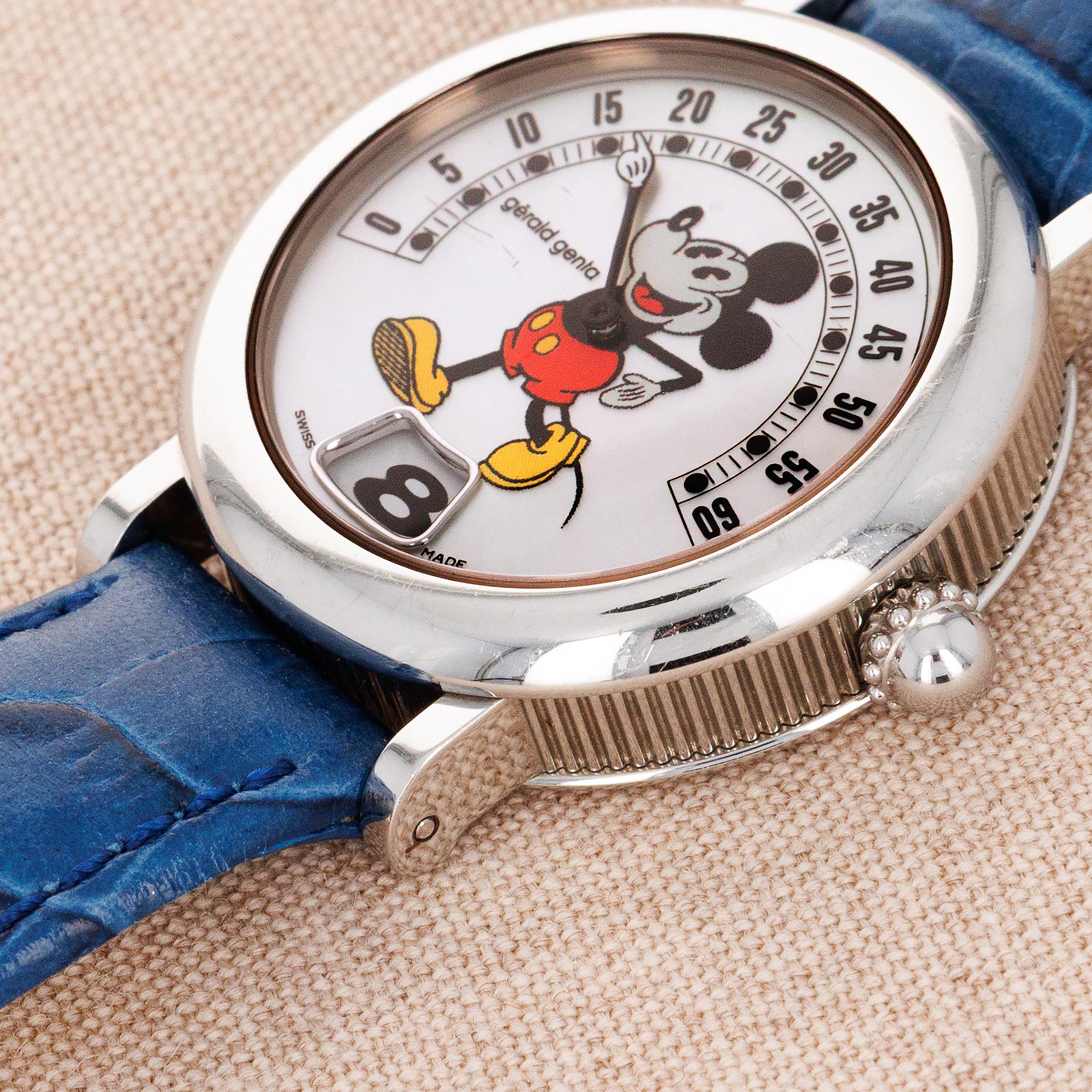 Gerald Genta Steel Retrograde Mickey Mouse Watch Ref. G3612