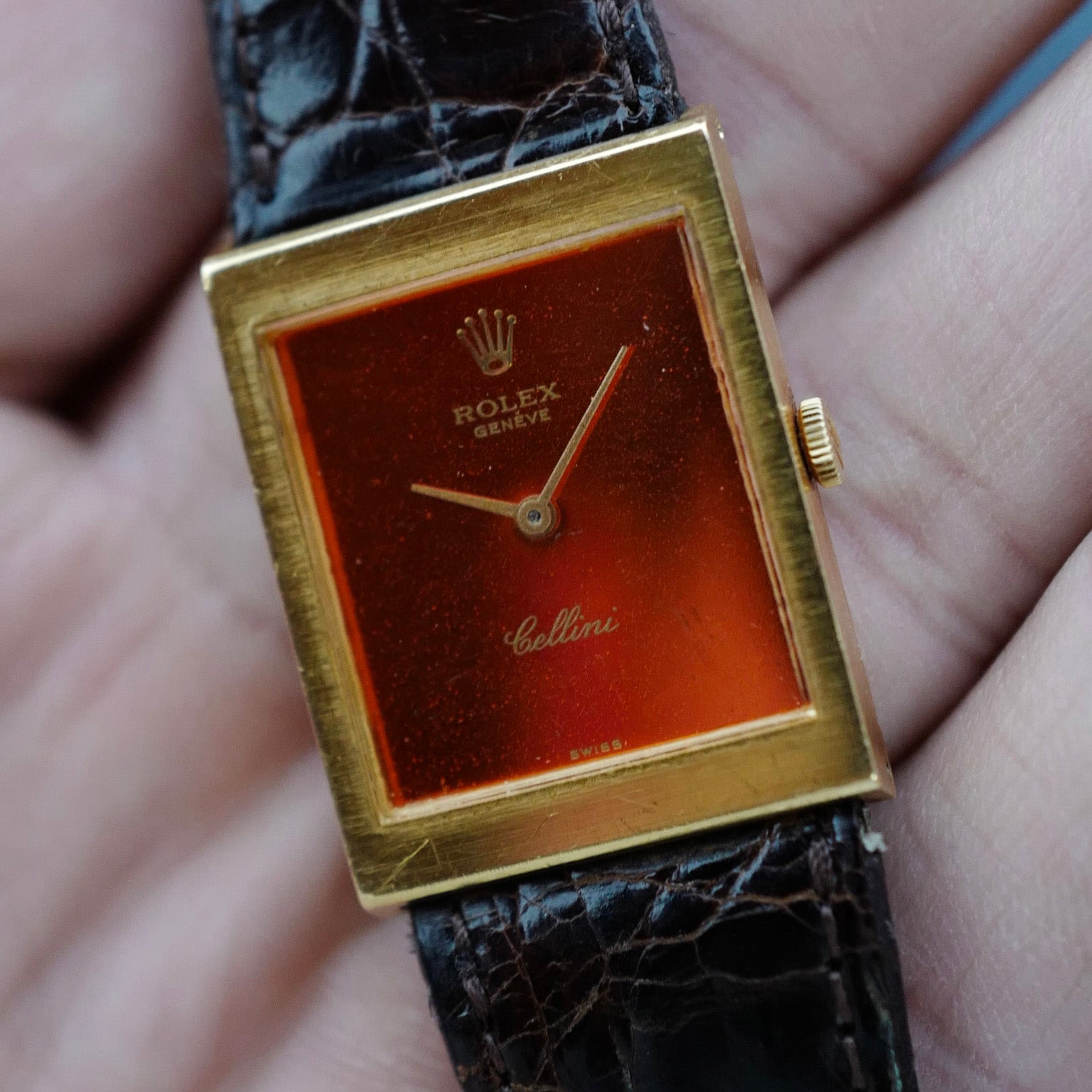 Rolex Yellow Gold Cellini Watch Ref. 4014/8 with Orange Dial (New Arrival)