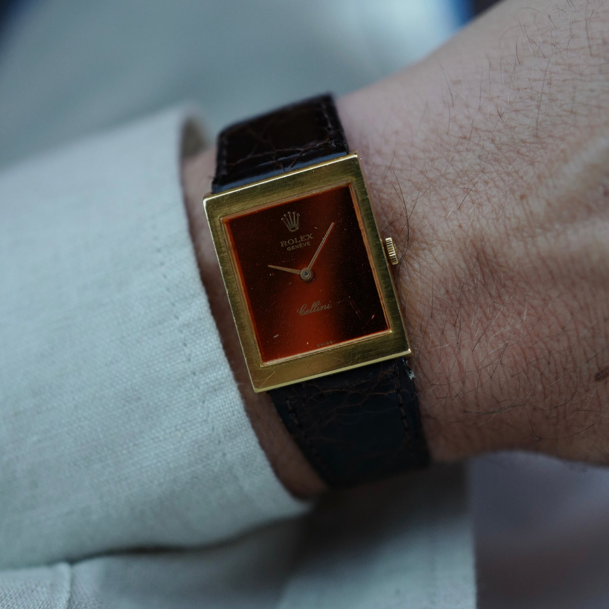 Rolex Yellow Gold Cellini Watch Ref. 4014/8 with Orange Dial (New Arrival)