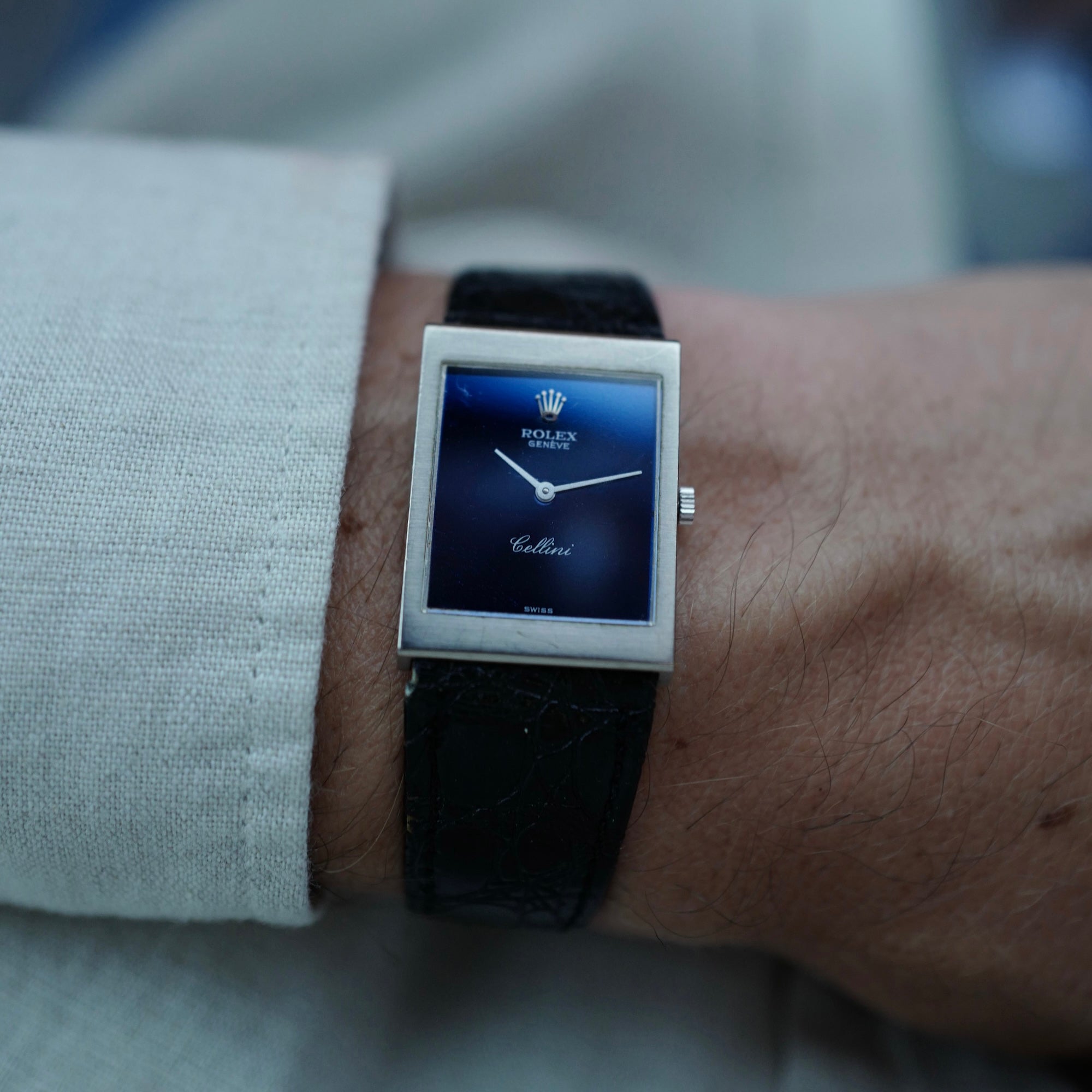 Rolex White Gold Cellini Watch Ref. 4014/9 with Blue Dial (New Arrival)