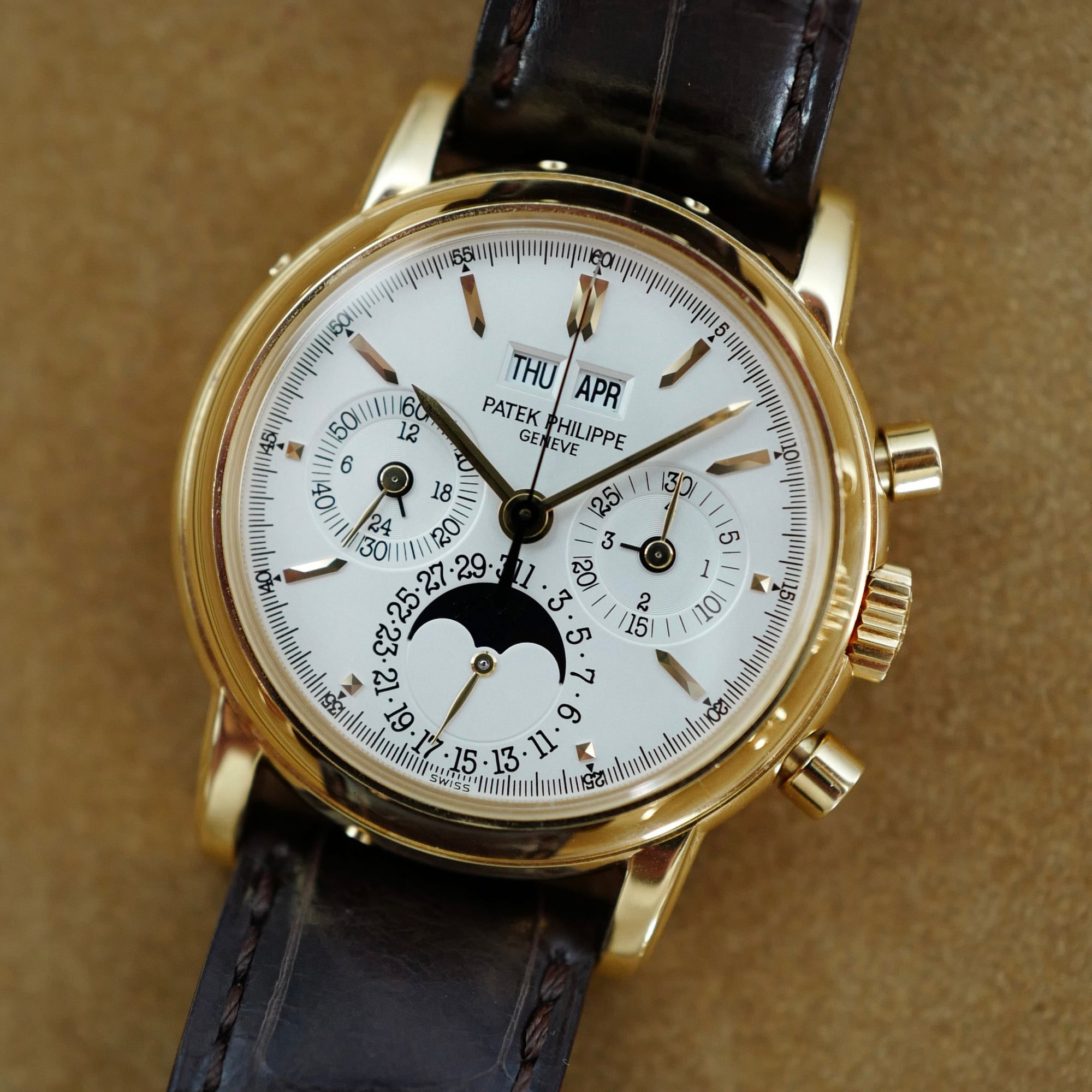 Patek Philippe Yellow Gold Perpetual Calendar Chrono Fourth Series Watch Ref. 3970