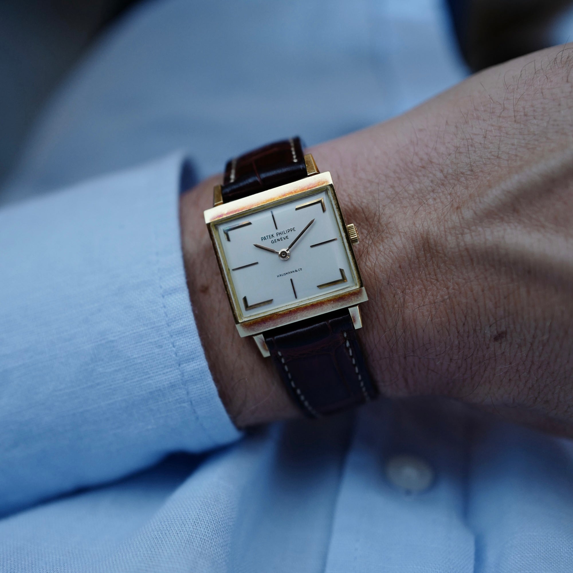 Patek Philippe Yellow Gold Square Watch Ref. 3406 Retailed by Hausmann &amp; Co.