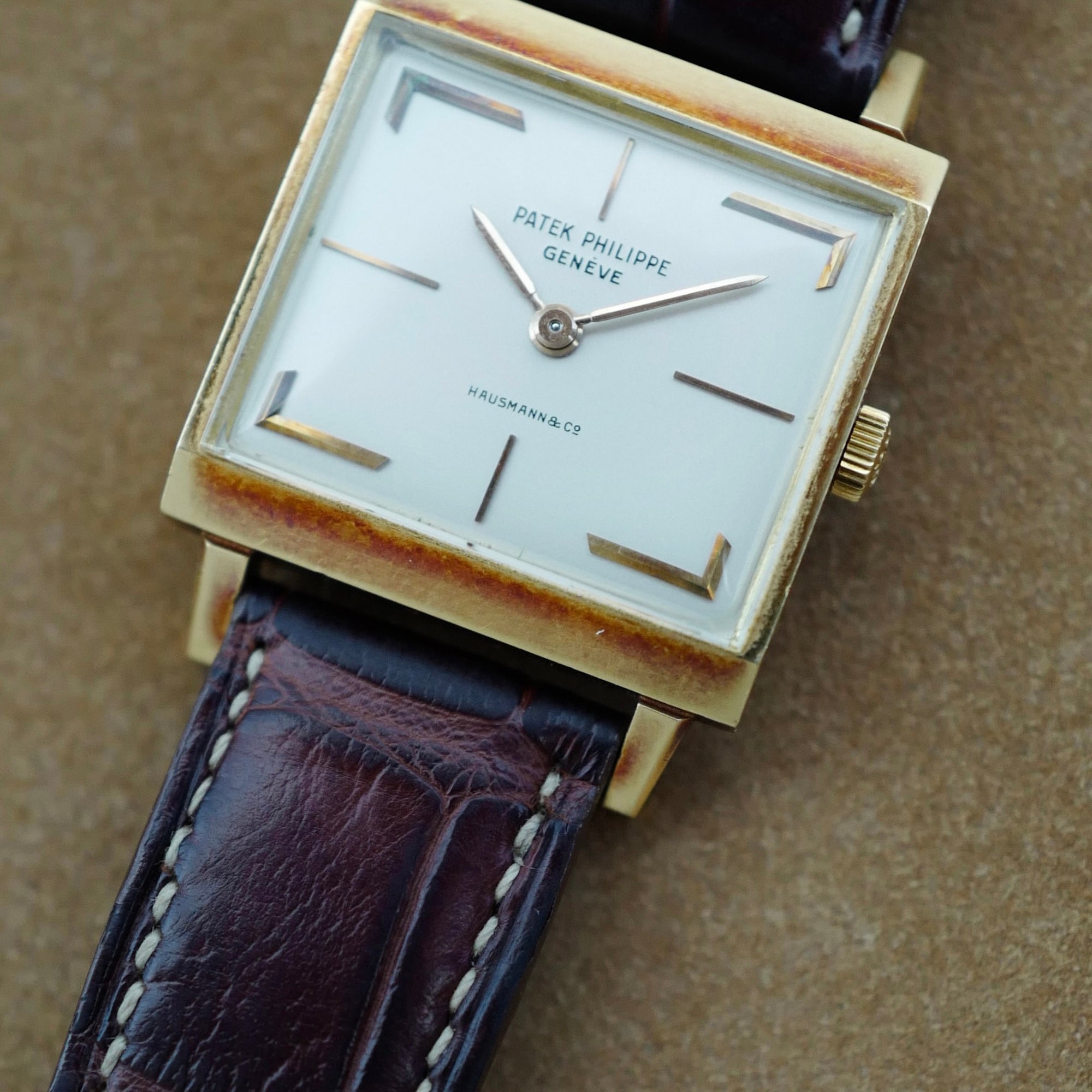 Patek Philippe Yellow Gold Square Watch Ref. 3406 Retailed by Hausmann &amp; Co.