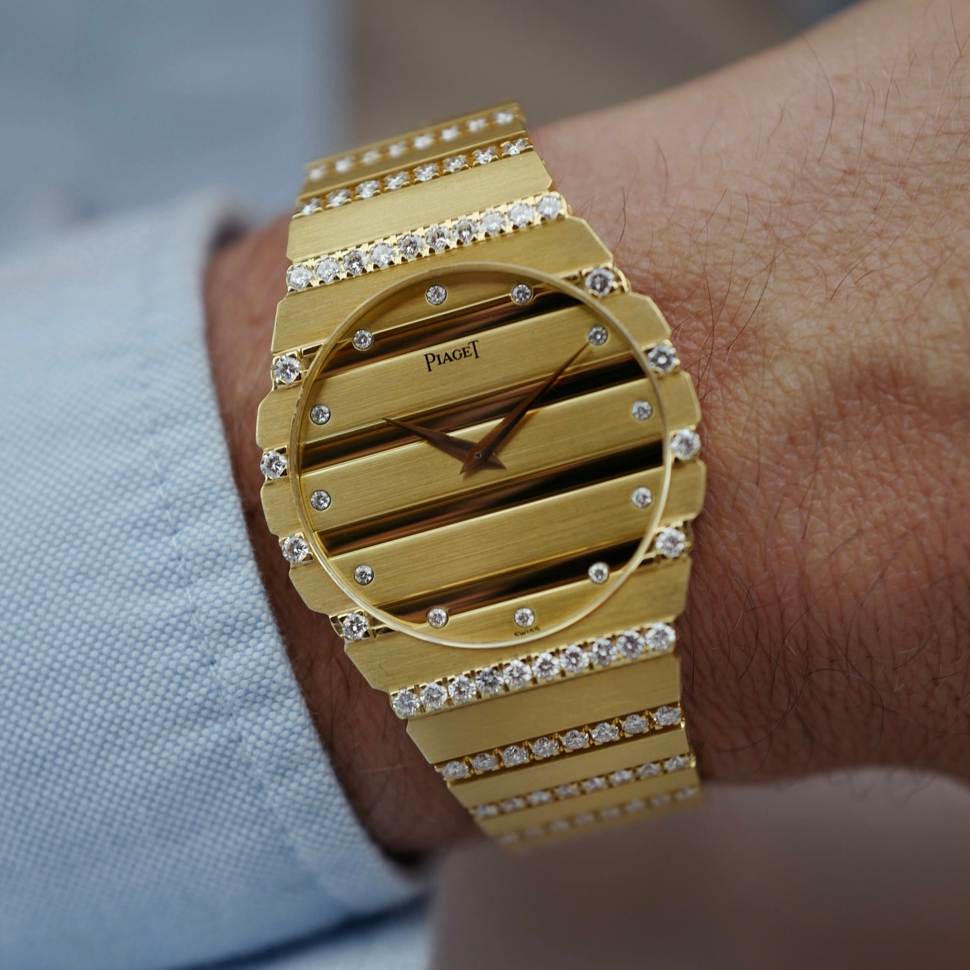 Piaget Yellow Gold Polo Watch Ref. 7661C with Original Diamonds (New Arrival)