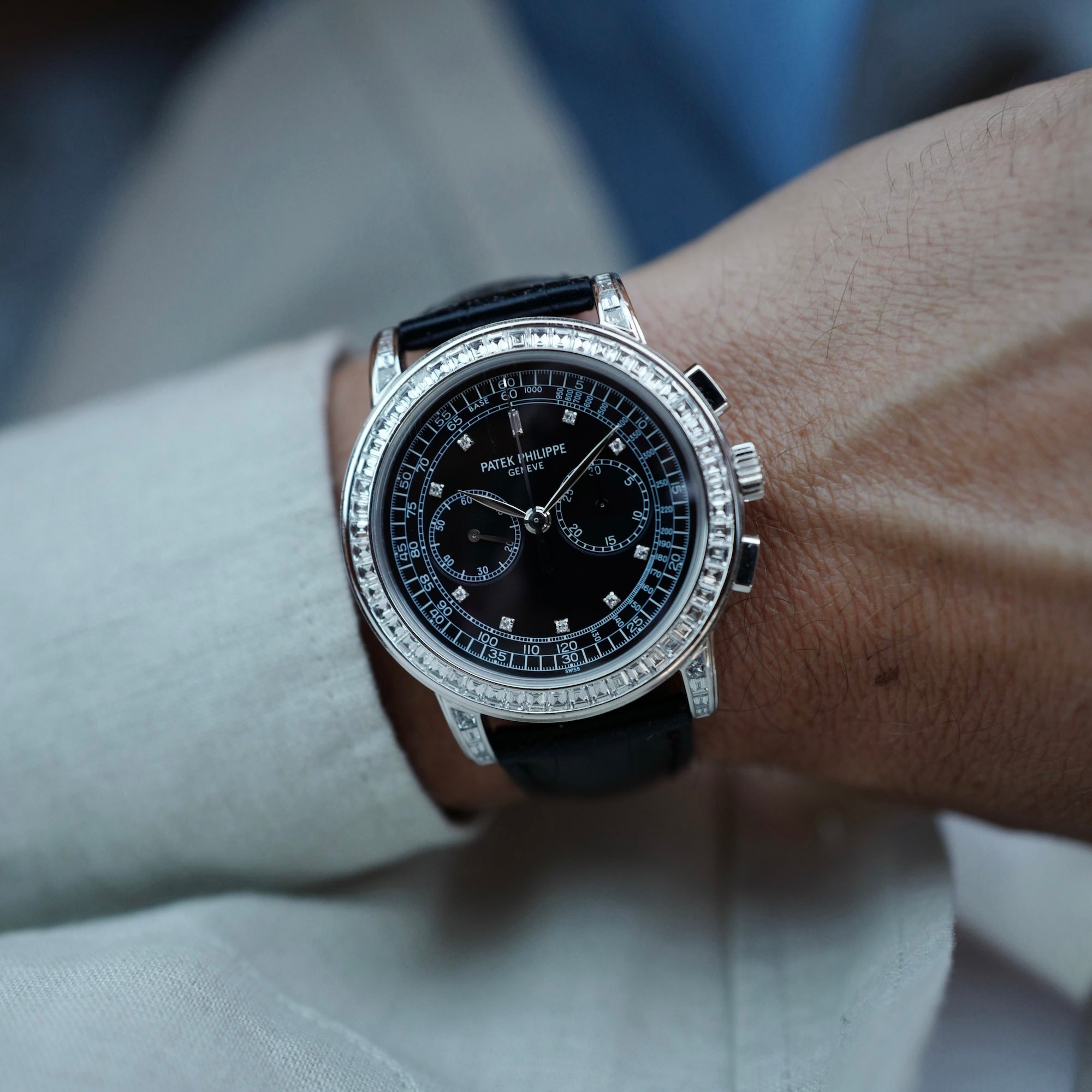 Patek Philippe White Gold Chronograph Diamond Watch Ref. 5071 (New Arrival)
