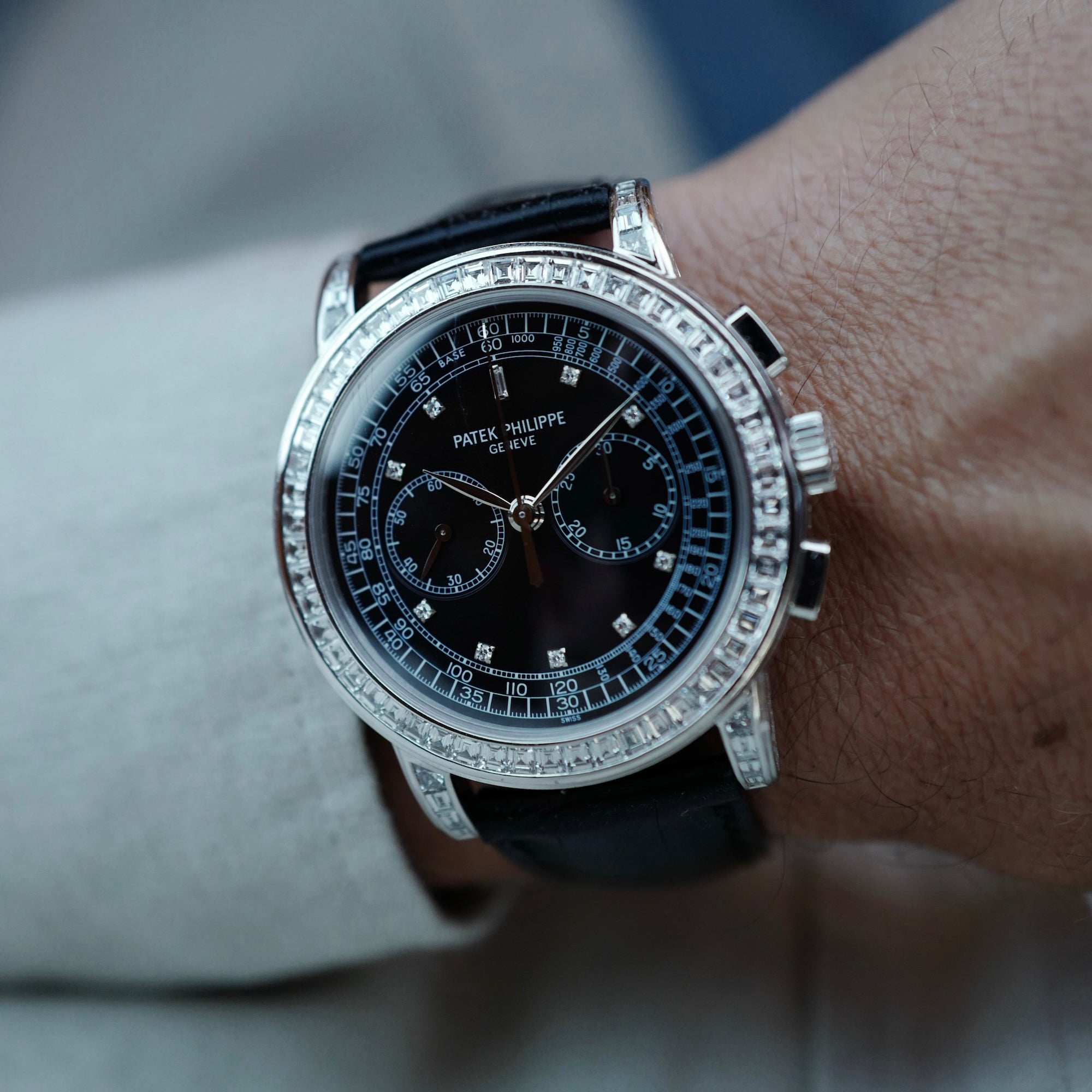 Patek Philippe White Gold Chronograph Diamond Watch Ref. 5071 (New Arrival)