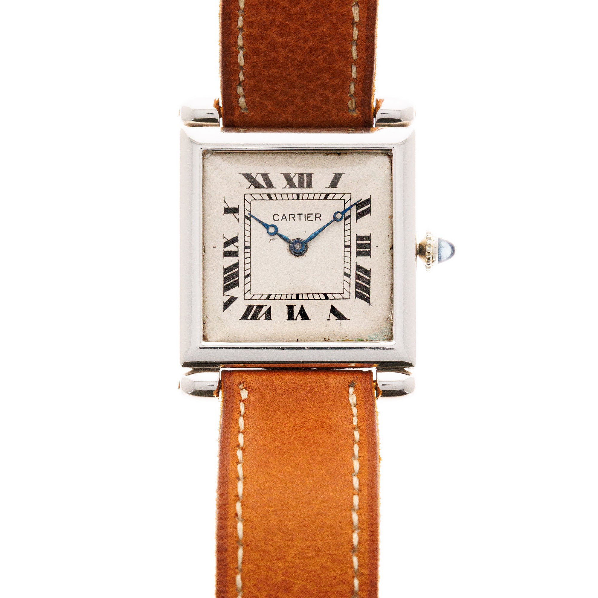 Cartier Platinum Tank Obus European Watch & Clock, 1926