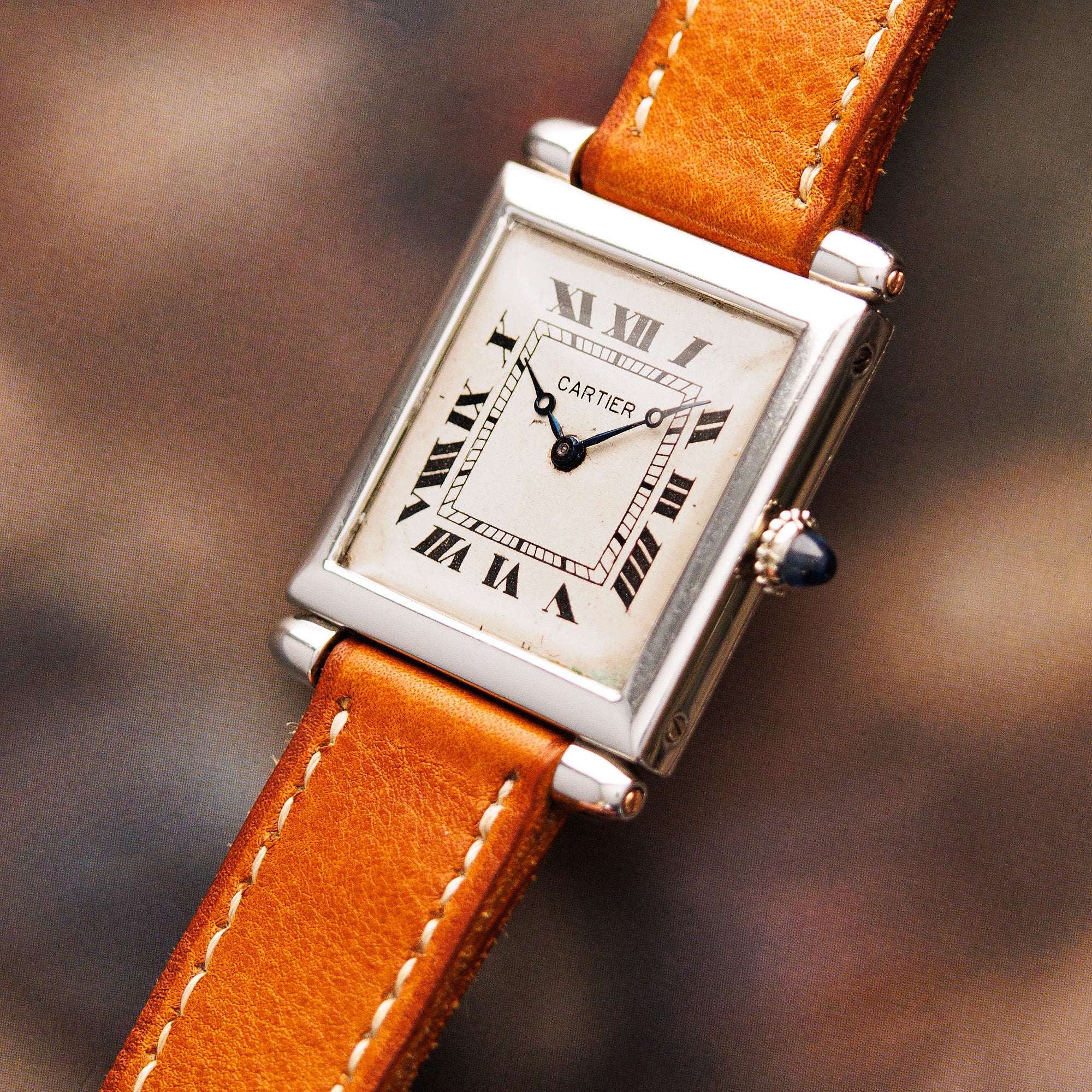 Cartier Platinum Tank Obus European Watch & Clock, 1926