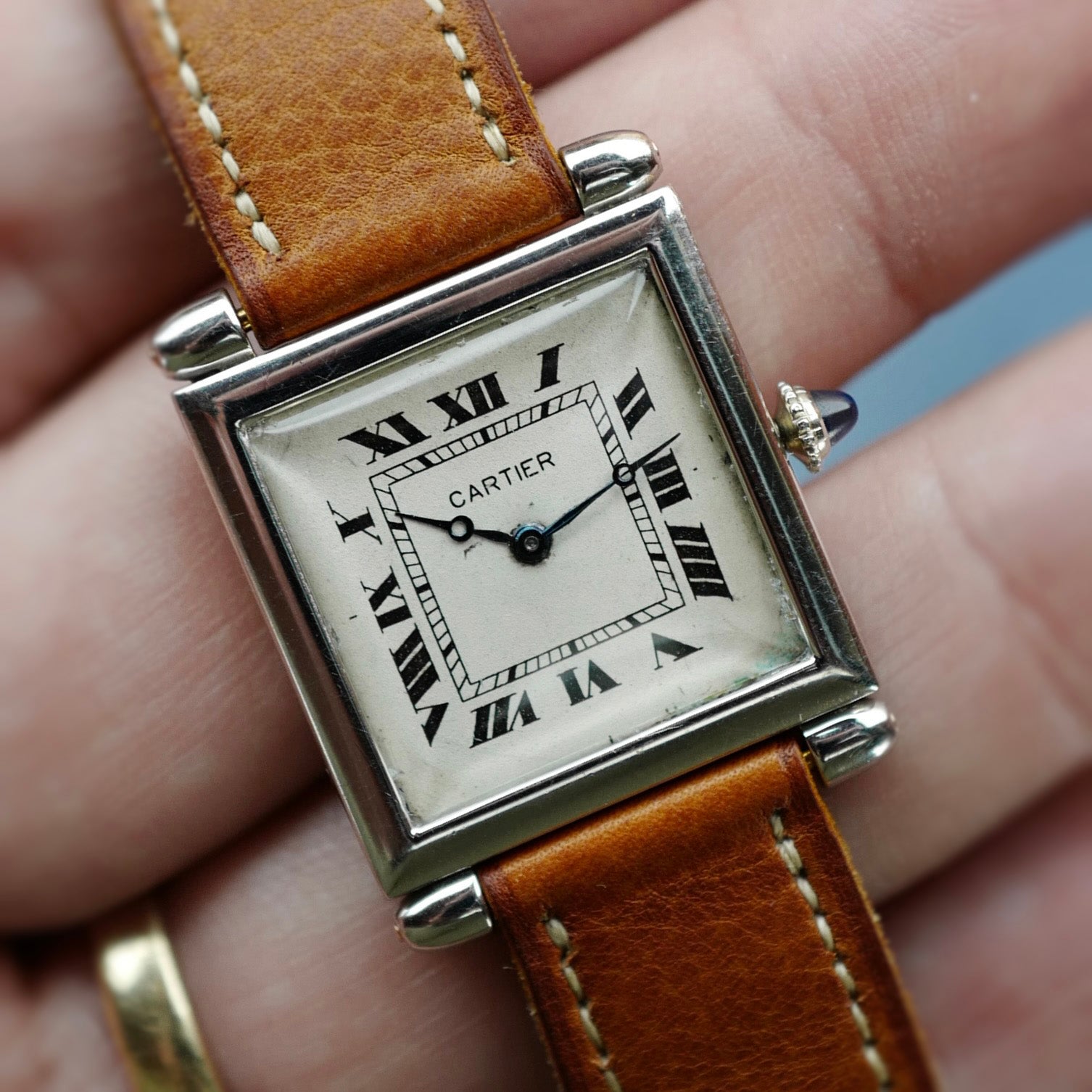 Cartier Platinum Tank Obus European Watch & Clock, 1926