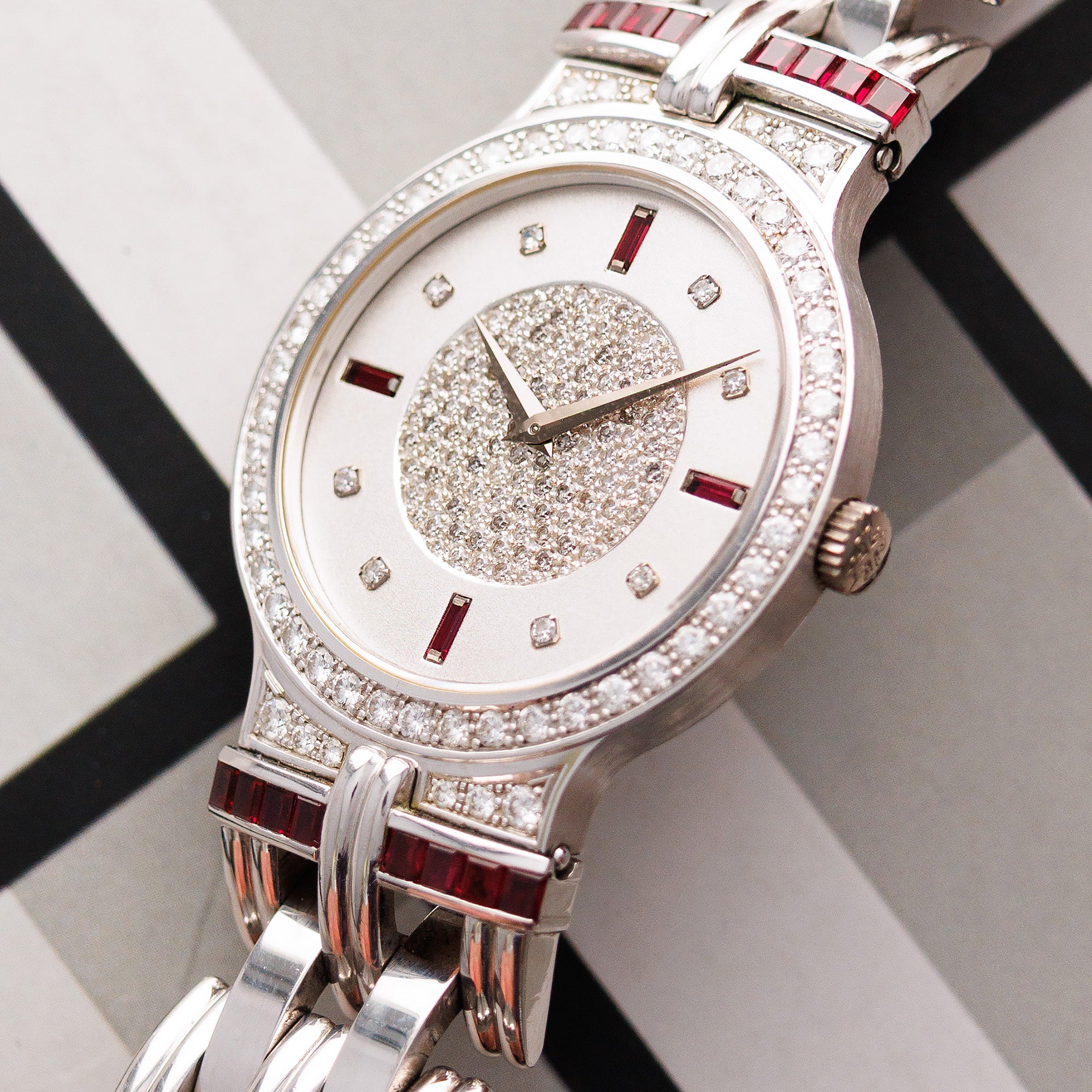 Patek Philippe White Gold Watch Ref 3964 with Diamonds and Rubies