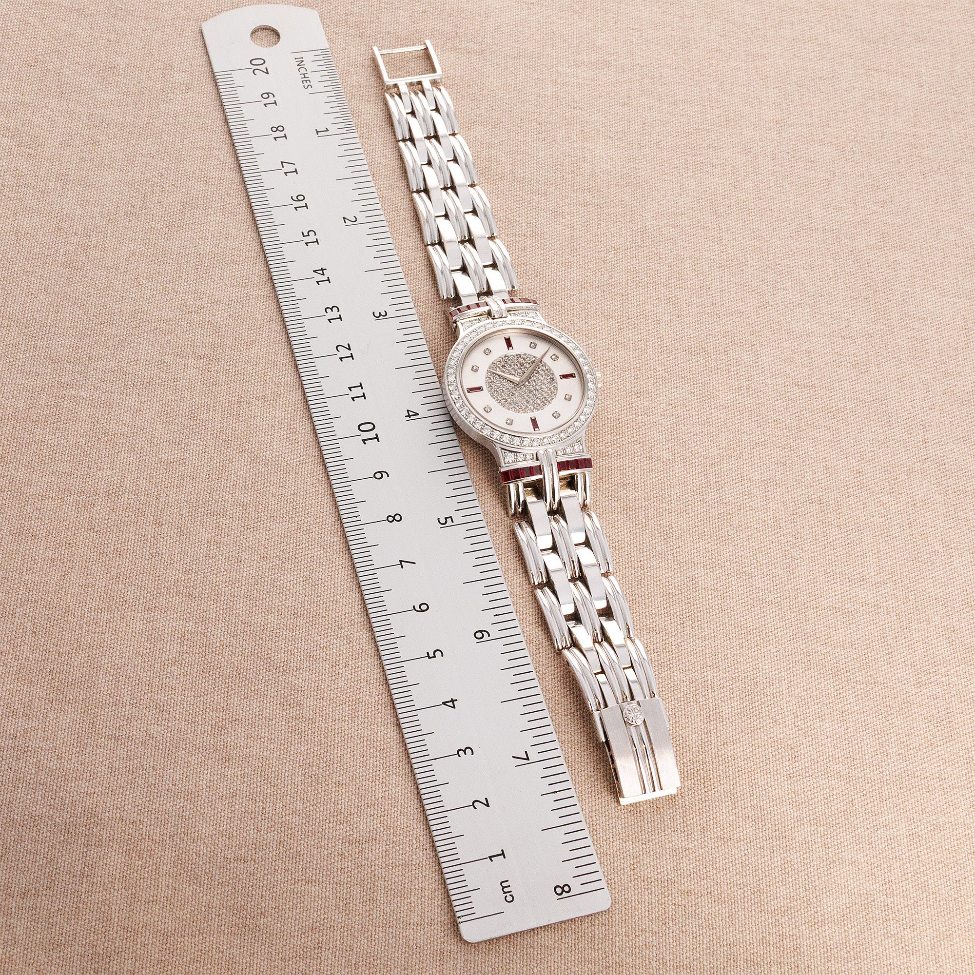 Patek Philippe White Gold Watch Ref 3964 with Diamonds and Rubies