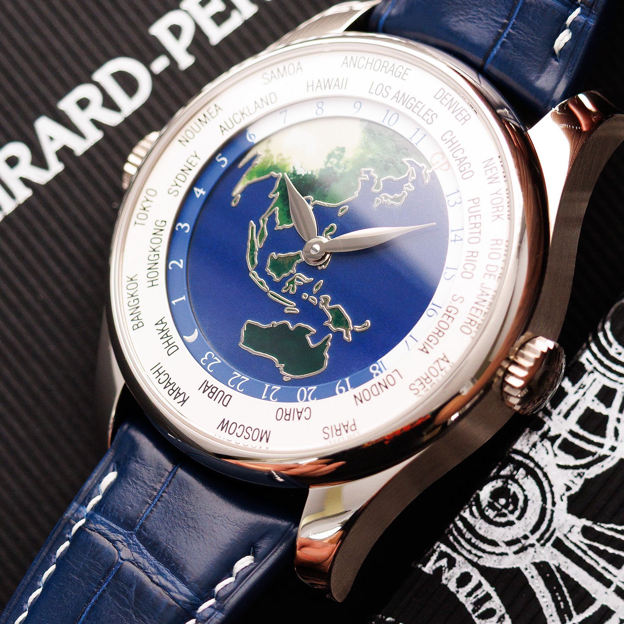 Girard Perregaux White Gold Triple Bridge Tourbillon Ref. 99350 with Unique Cloisonne Dial