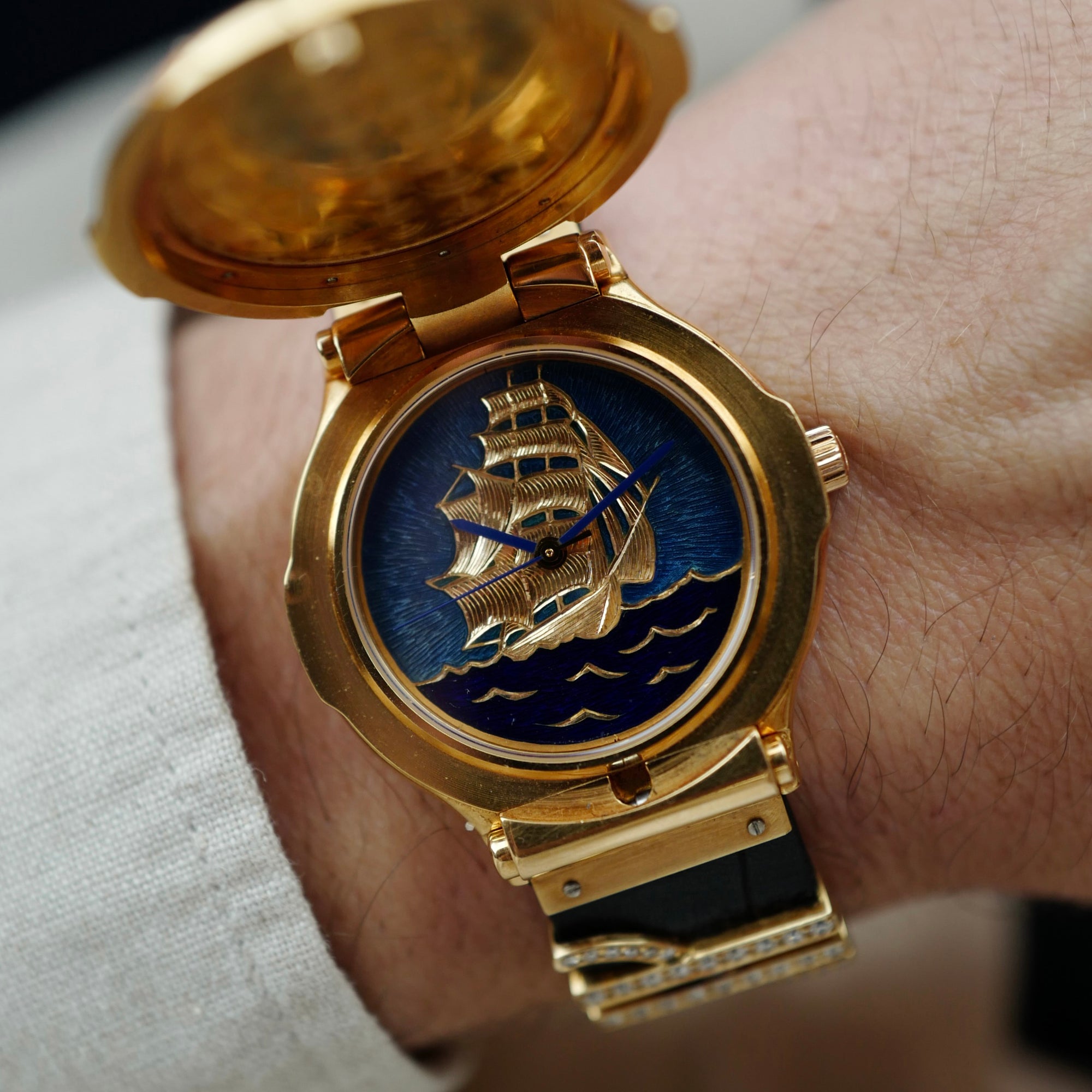 Hublot Yellow Gold MDM Cloisonne Ship Cover Watch Ref. 1589.8