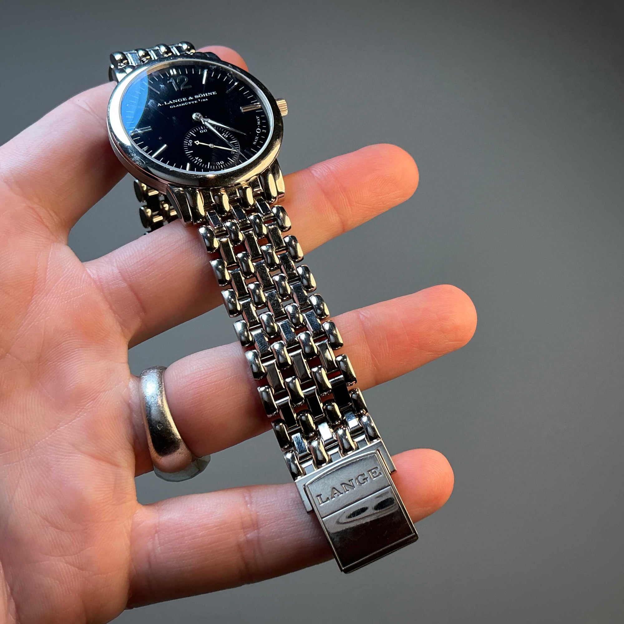 A. Lange & Sohne White Gold Saxomat Ref. 301.027 with Wellendorff Bracelet (New Arrival)