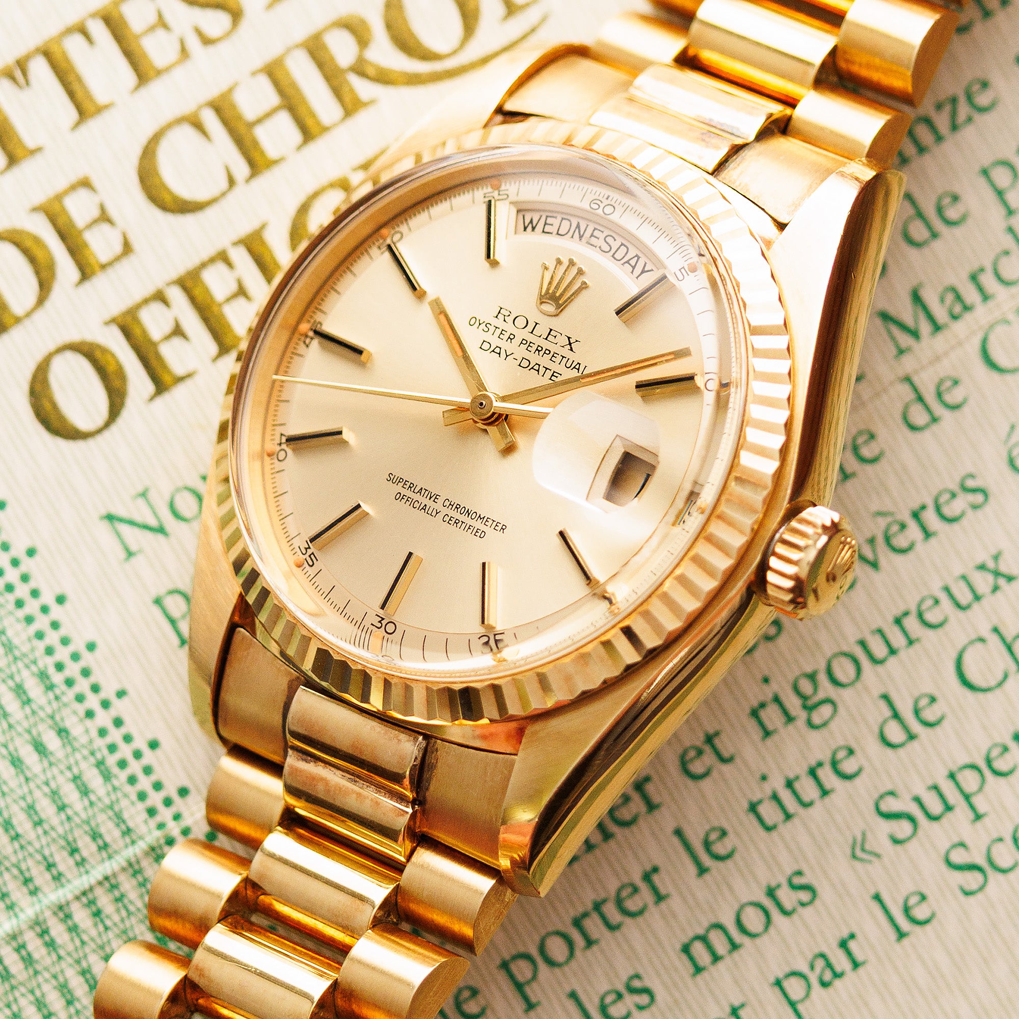 Rolex Yellow Gold Day-Date Ref. 1803 with Original Warranty, Circa 1976