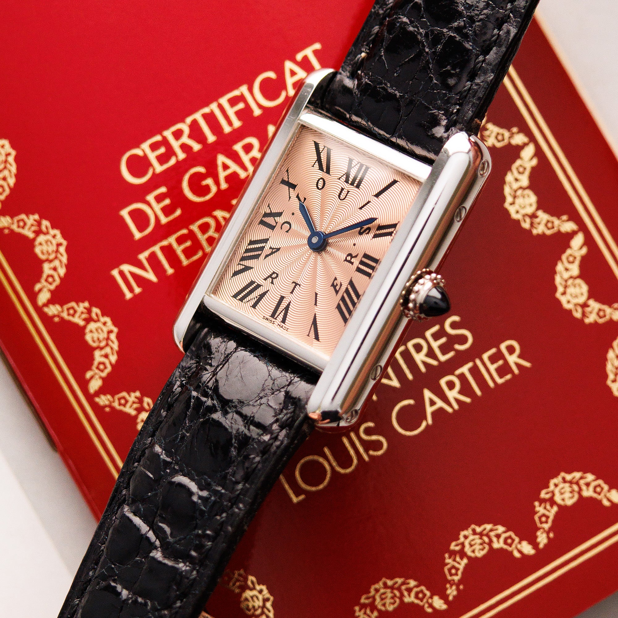 Cartier Platinum Salmon Dial Watch Ref. 1611
