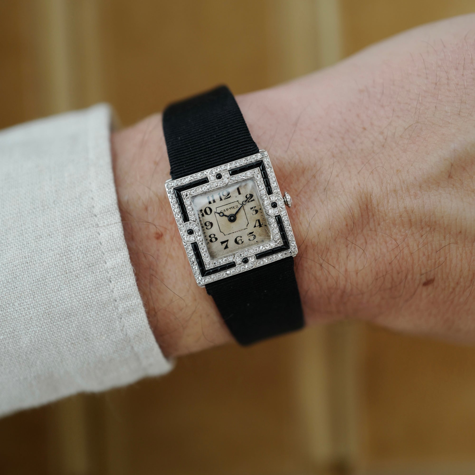 Cartier Platinum Onyx & Diamond Watch, 1910 (New Arrival)