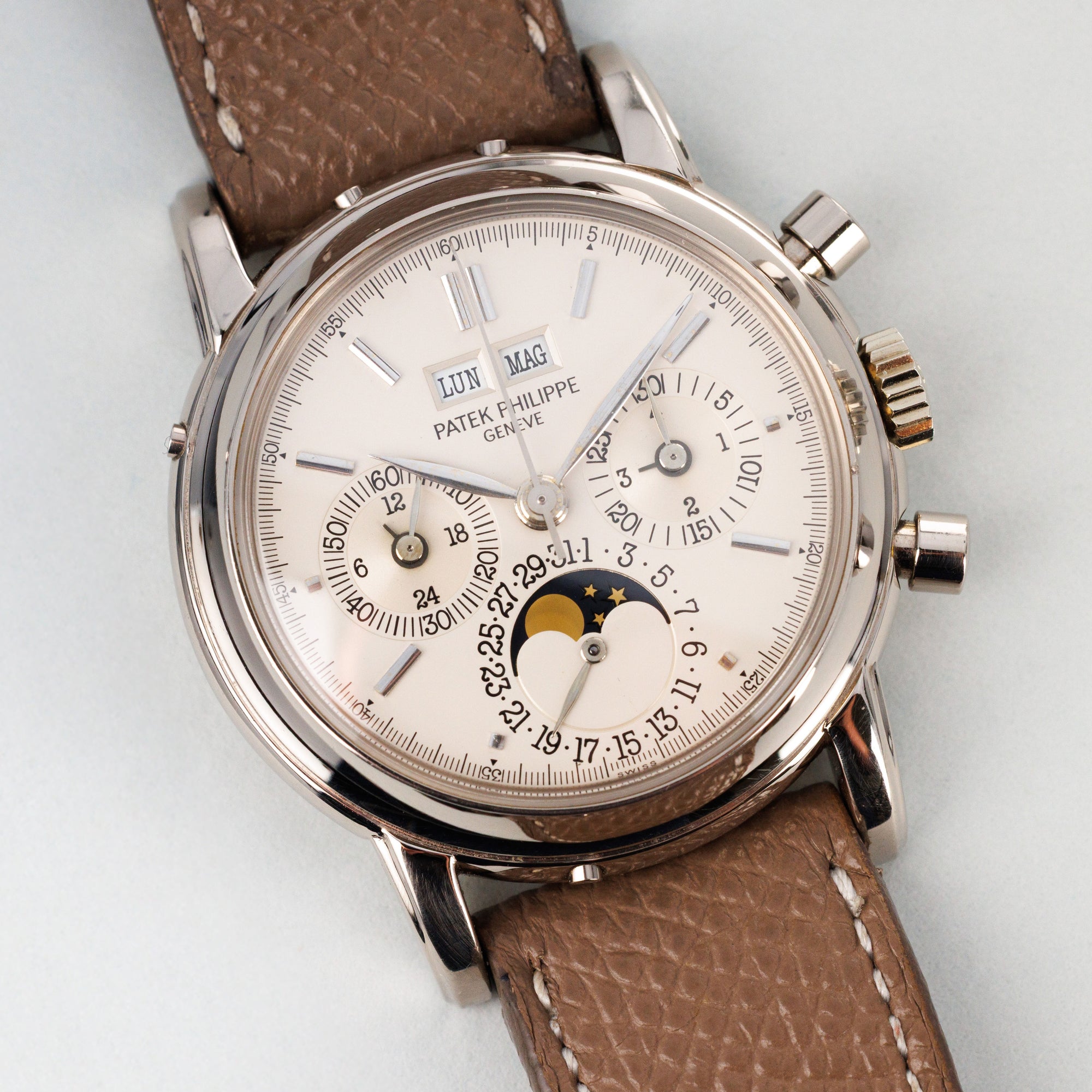 Patek Philippe White Gold Perpetual Calendar Chronograph Second Series, 3970