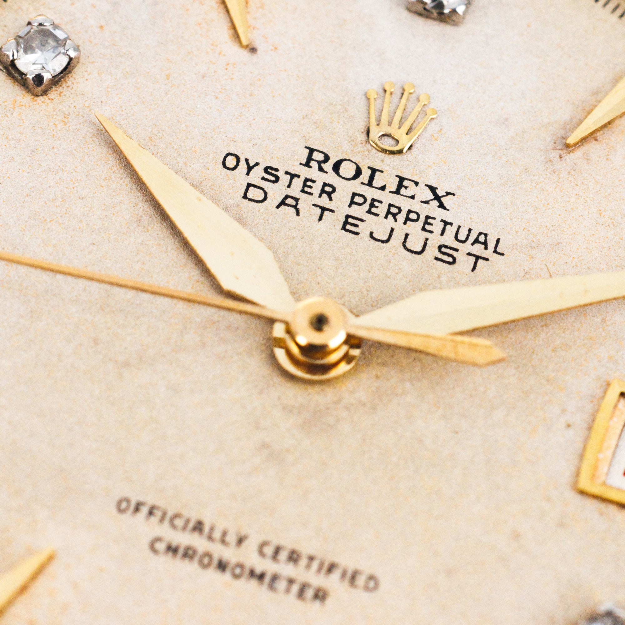 Rolex Yellow Gold Ovettone Datejust Ref. 6305 with Unusual Diamond Markers with Original Papers