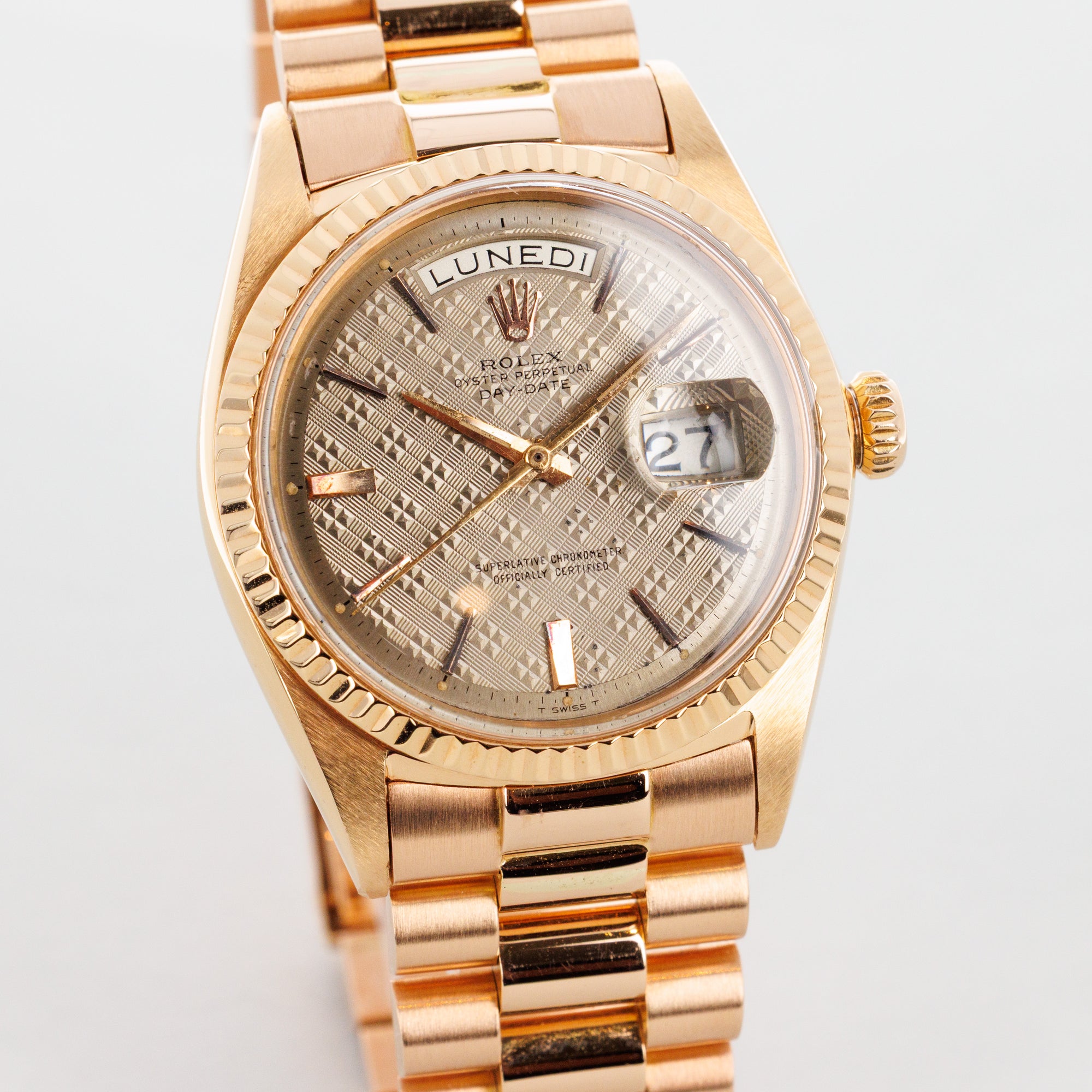 Rolex Rose Gold Day-Date Ref. 1803 with Rare Guilloche Dial