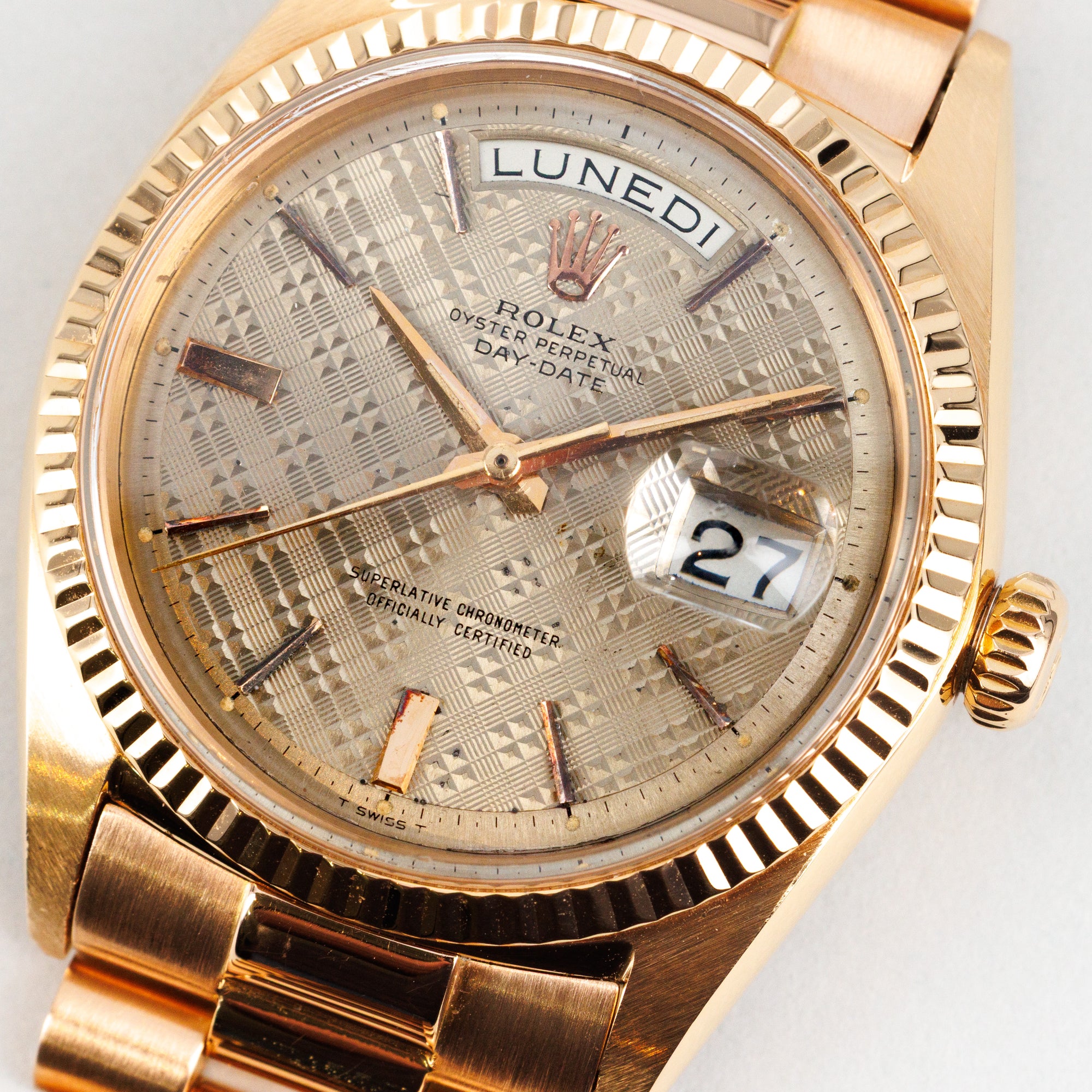 Rolex Rose Gold Day-Date Ref. 1803 with Rare Guilloche Dial