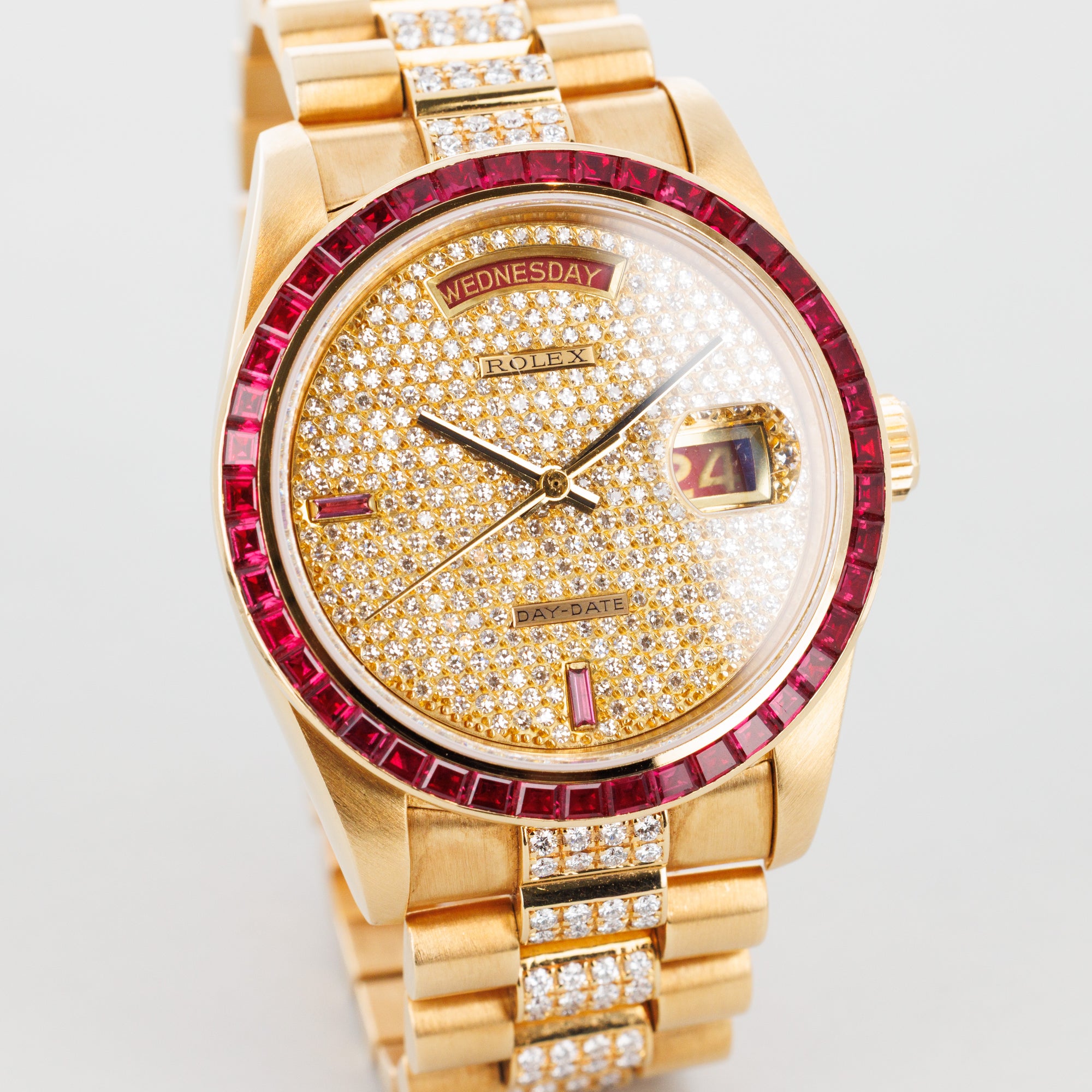 Rolex Yellow Gold Day-Date Ruby & Diamond Watch Ref. 18068