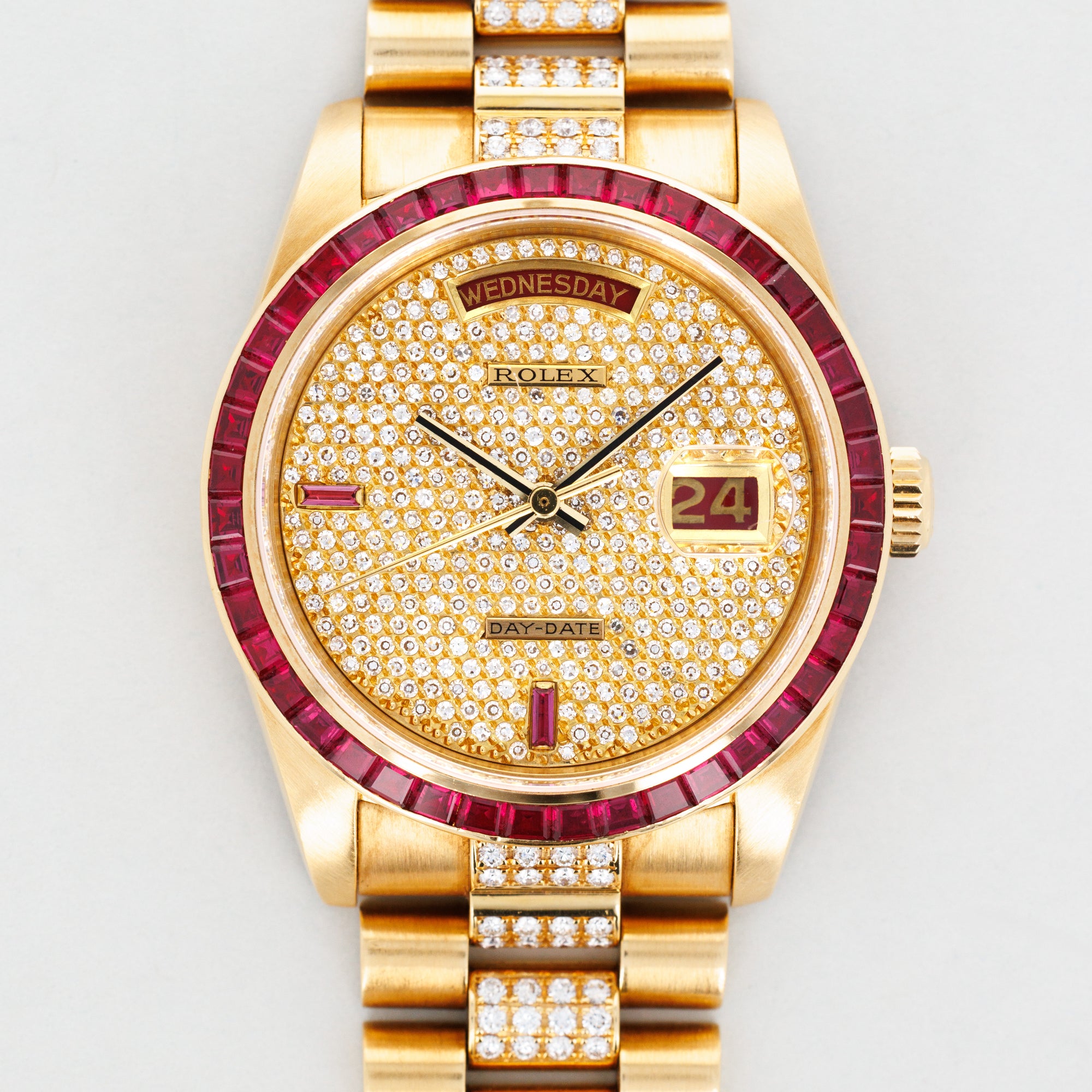 Rolex Yellow Gold Day-Date Ruby &amp; Diamond Watch Ref. 18068