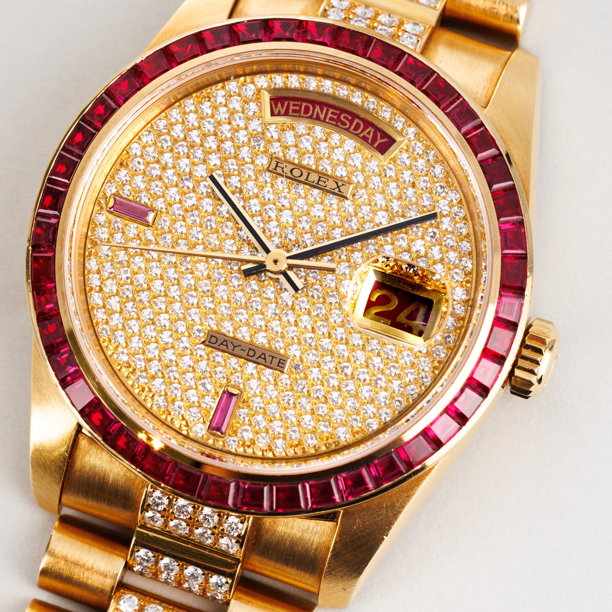 Rolex Yellow Gold Day-Date Ruby &amp; Diamond Watch Ref. 18068