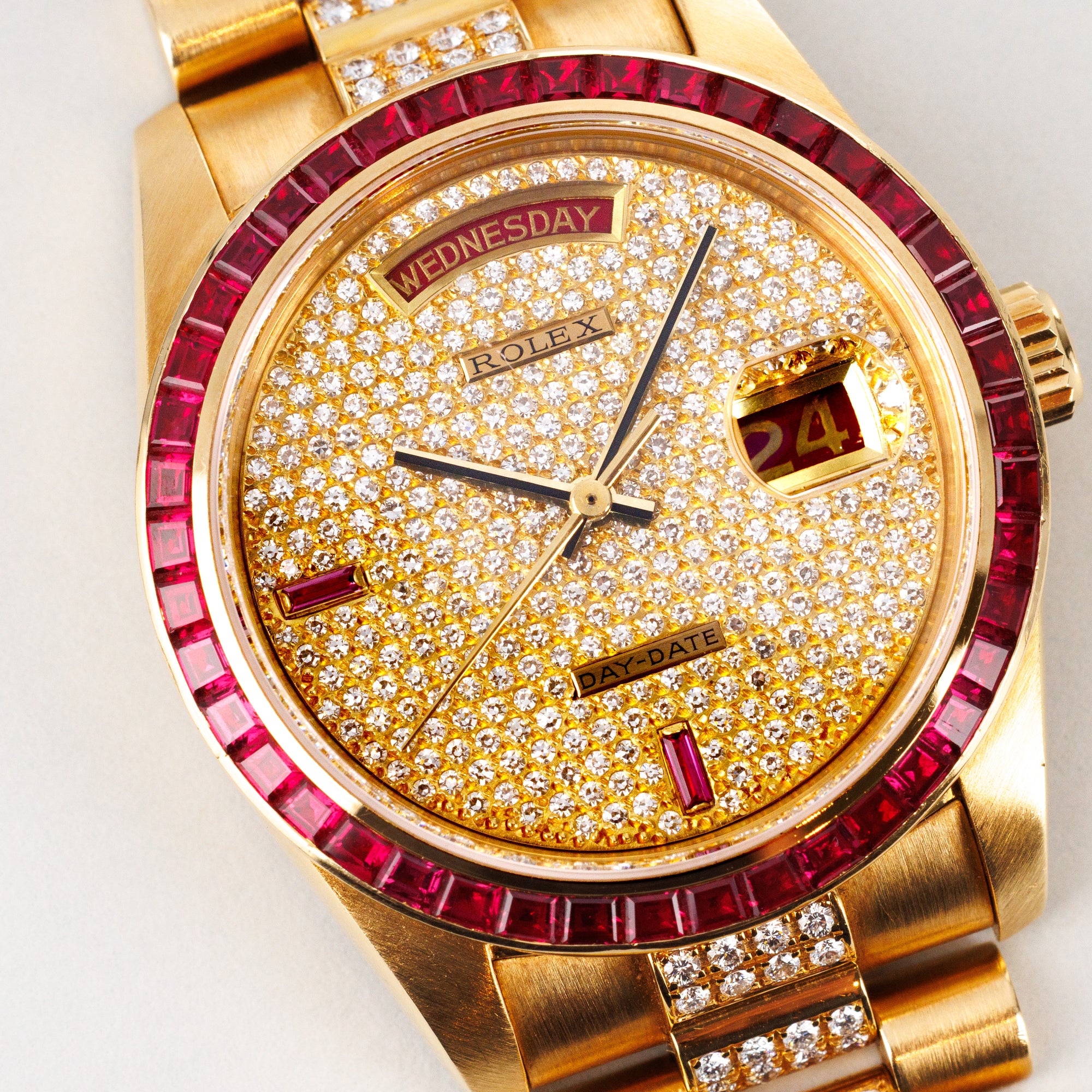 Rolex Yellow Gold Day-Date Ruby &amp; Diamond Watch Ref. 18068