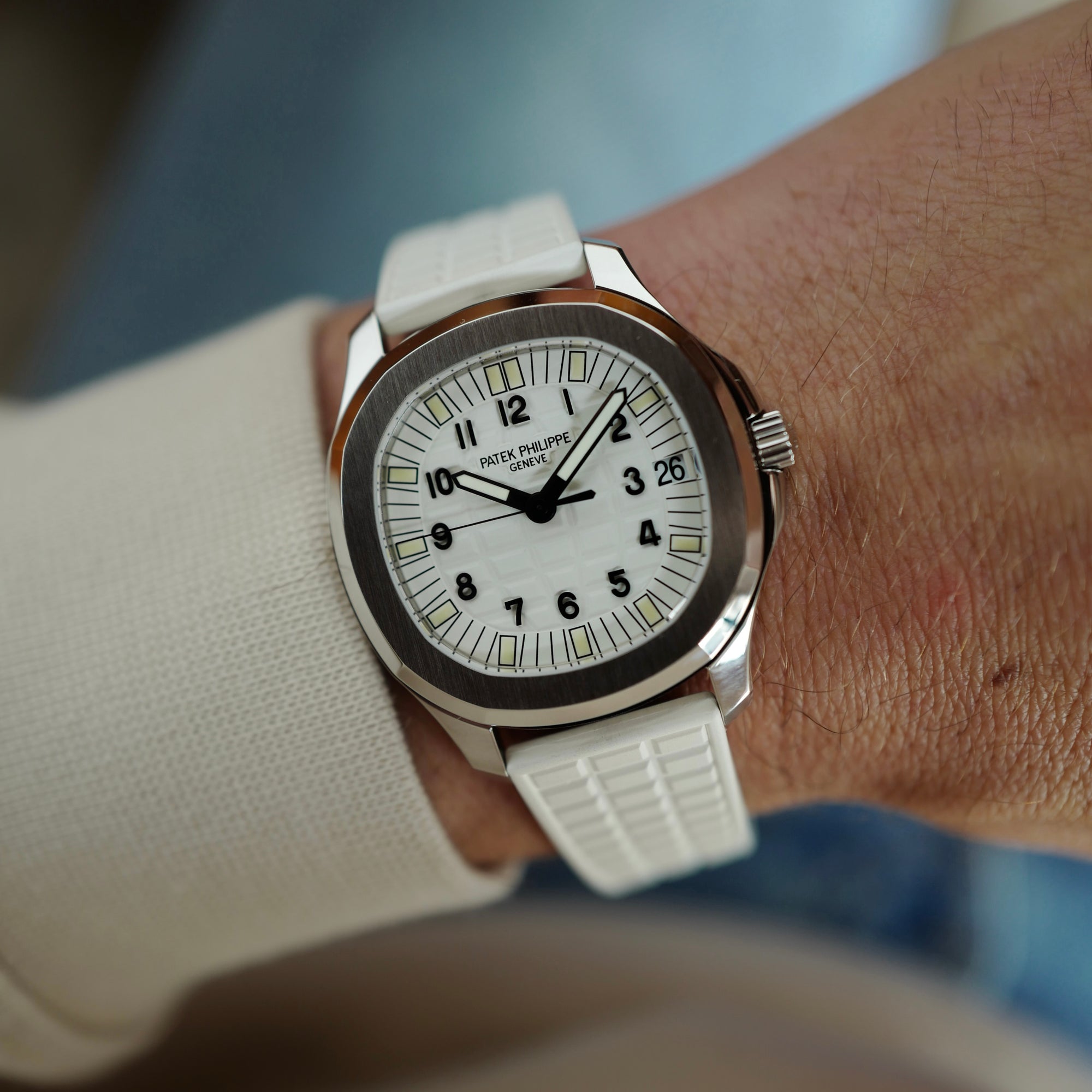 Patek Philippe Aquanaut Albino Dial Watch Ref. 5065 with Original Hangtag, Unique