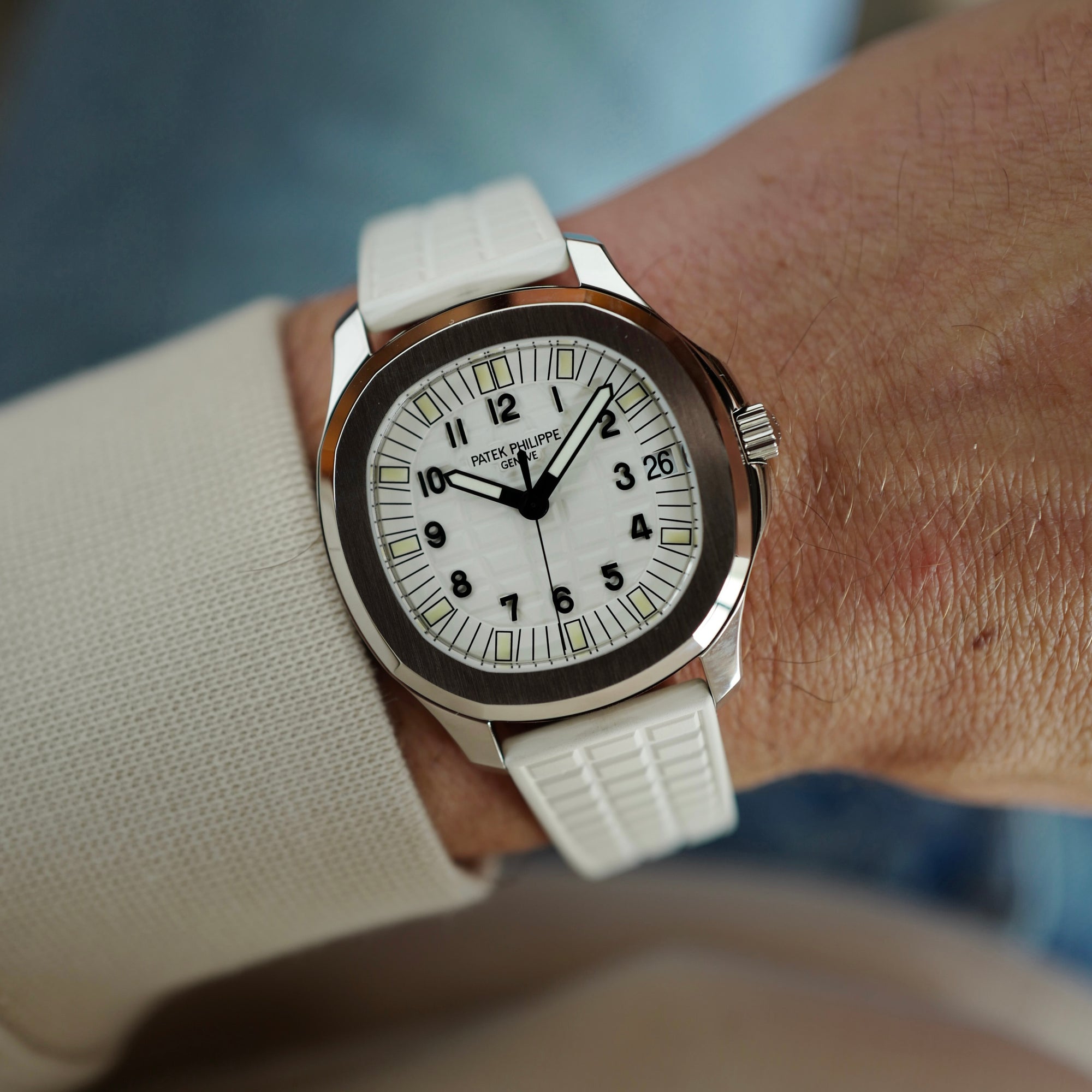 Patek Philippe Aquanaut Albino Dial Watch Ref. 5065 with Original Hangtag, Unique
