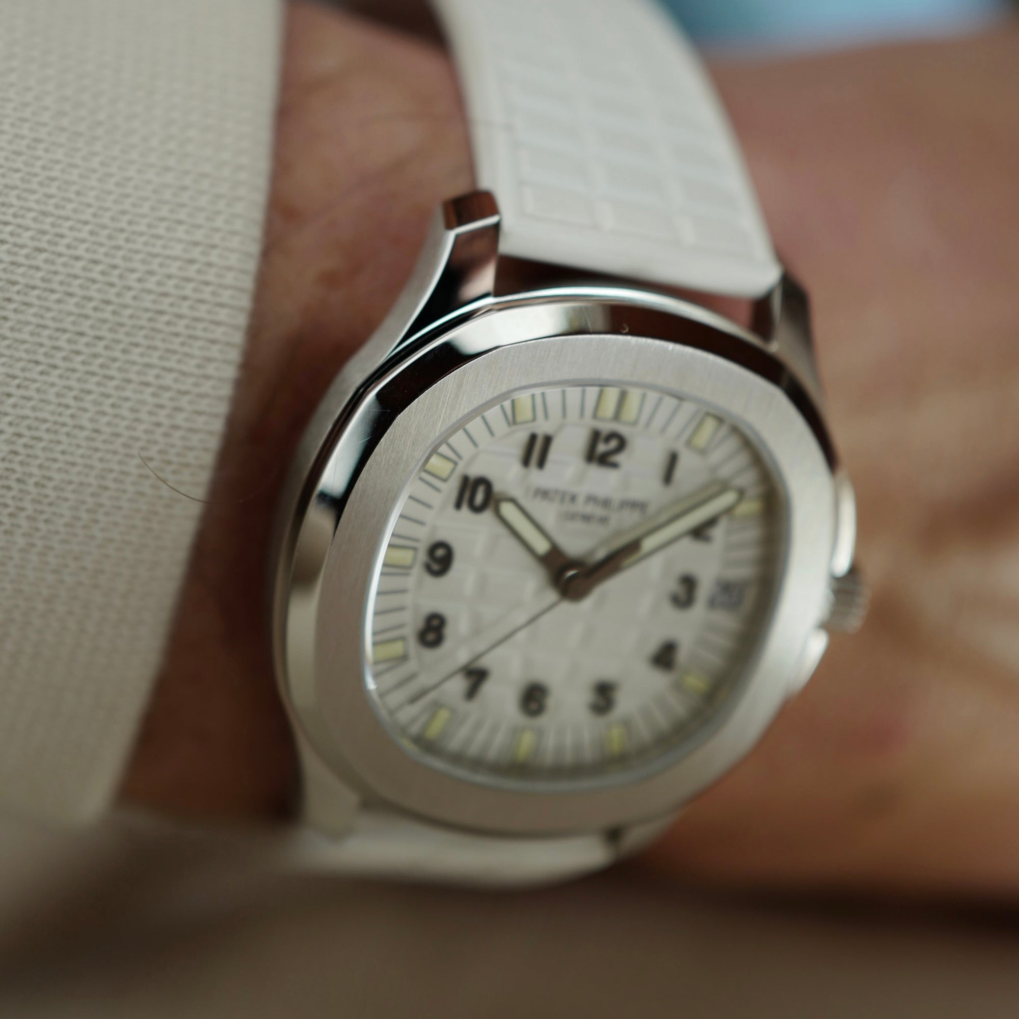 Patek Philippe Aquanaut Albino Dial Watch Ref. 5065 with Original Hangtag, Unique