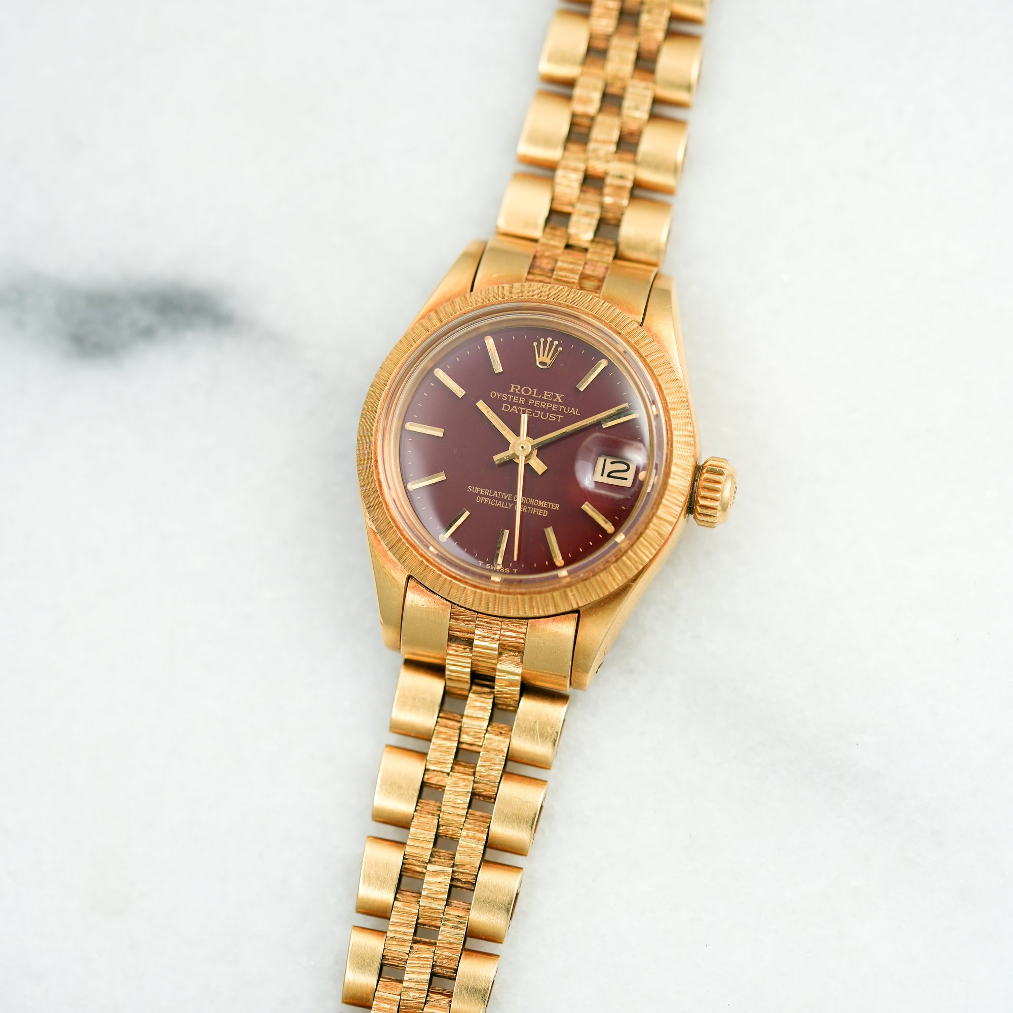 Rolex Yellow Gold Datejust Ref. 6913 with Oxblood Stella Dial (New Arrival)