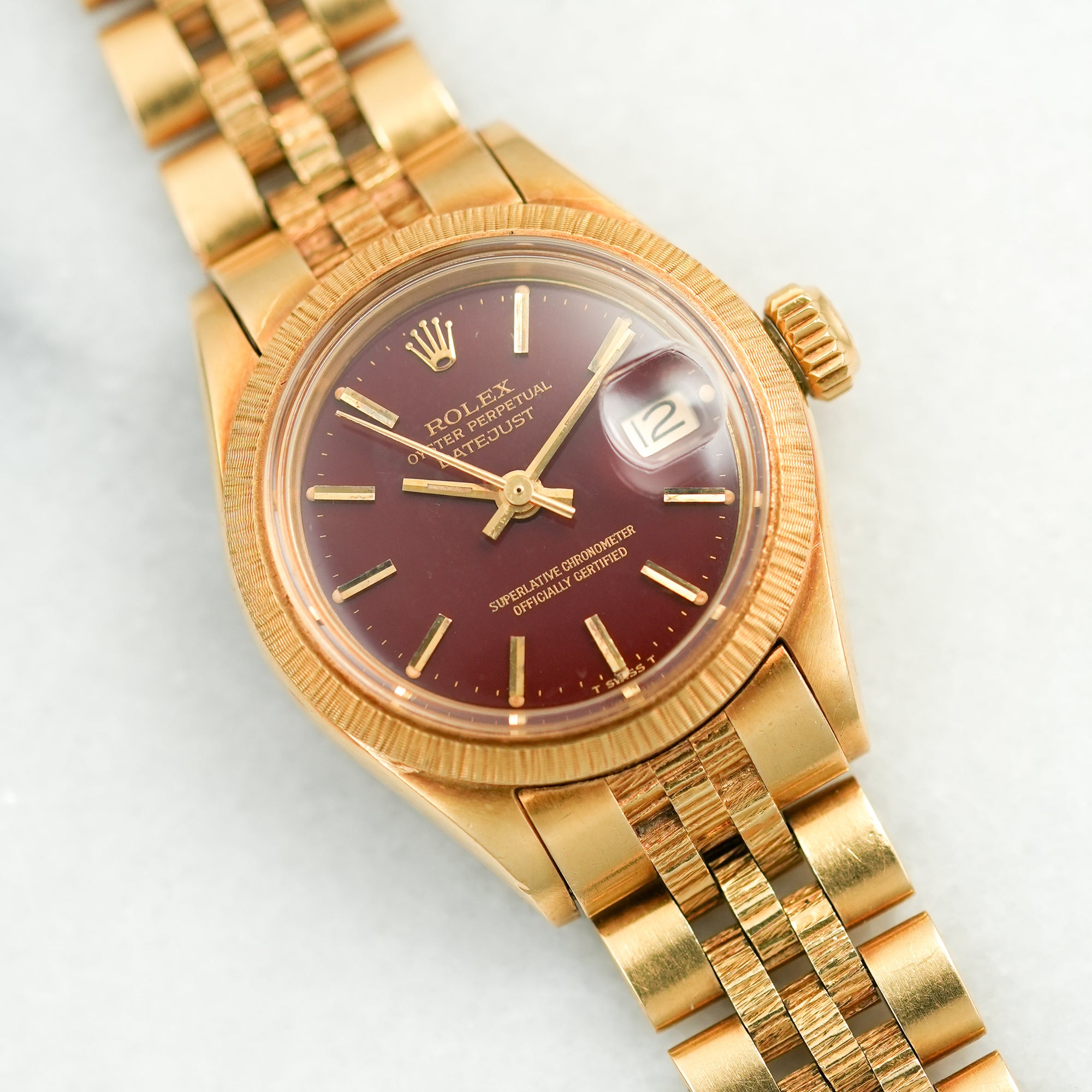 Rolex Yellow Gold Datejust Ref. 6913 with Oxblood Stella Dial (New Arrival)