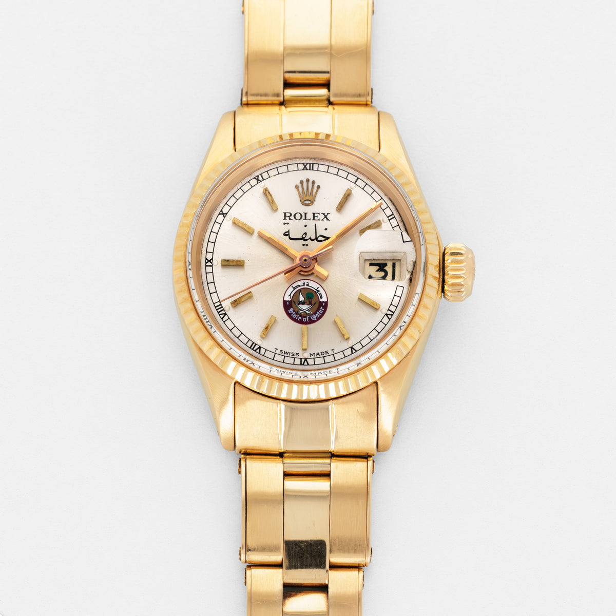 Rolex Yellow Gold Ref. 6517 with State of Qatar Emblem and Gay Freres Bracelet