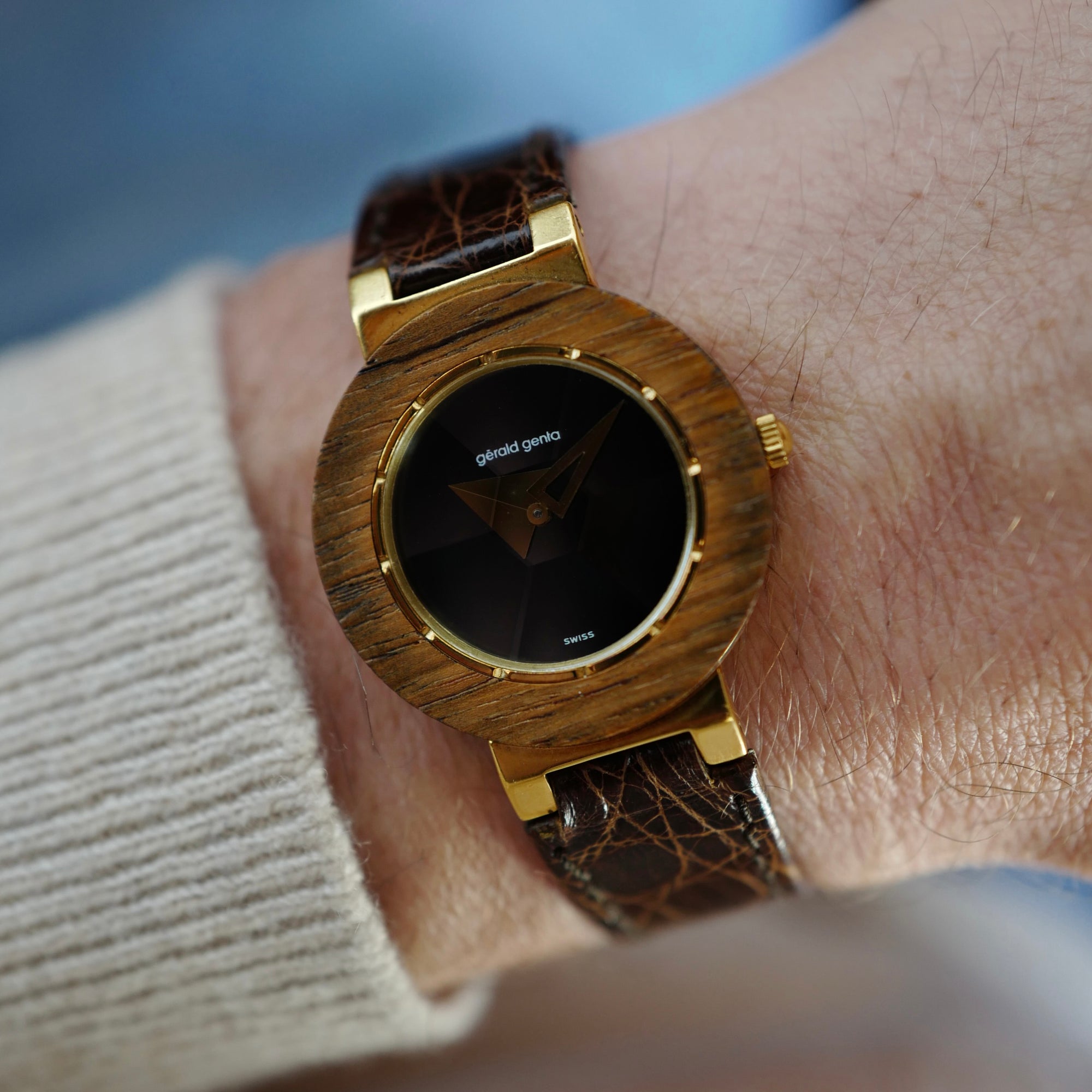 Gerald Genta Yellow Gold and Wood Watch Ref. G 3114.7 (New Arrival)