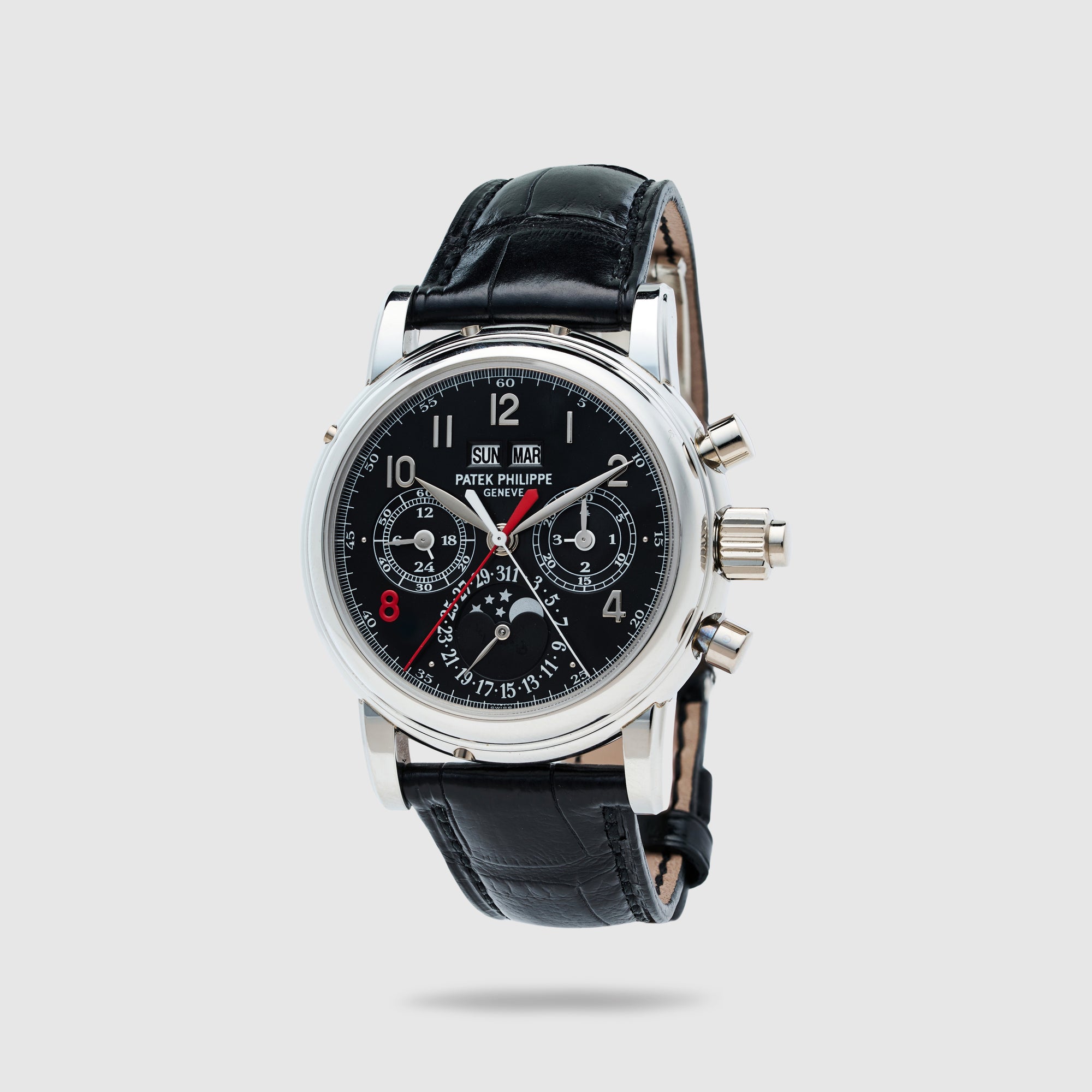 Patek Philippe Platinum Perpetual Calendar Split Seconds Chronograph Ref. 5004P-047 with Unique Lucky 8 Dial