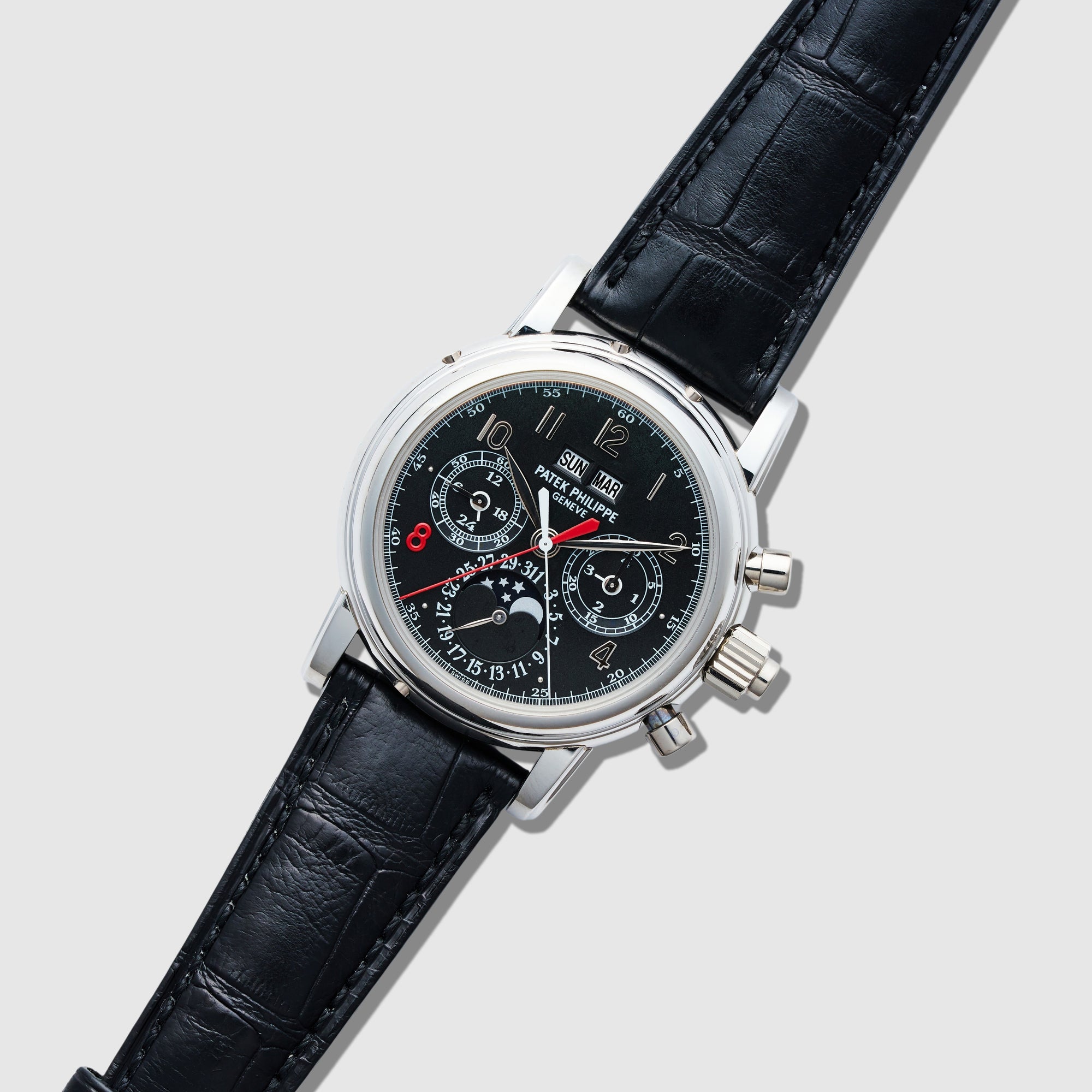 Patek Philippe Platinum Perpetual Calendar Split Seconds Chronograph Ref. 5004P-047 with Unique Lucky 8 Dial