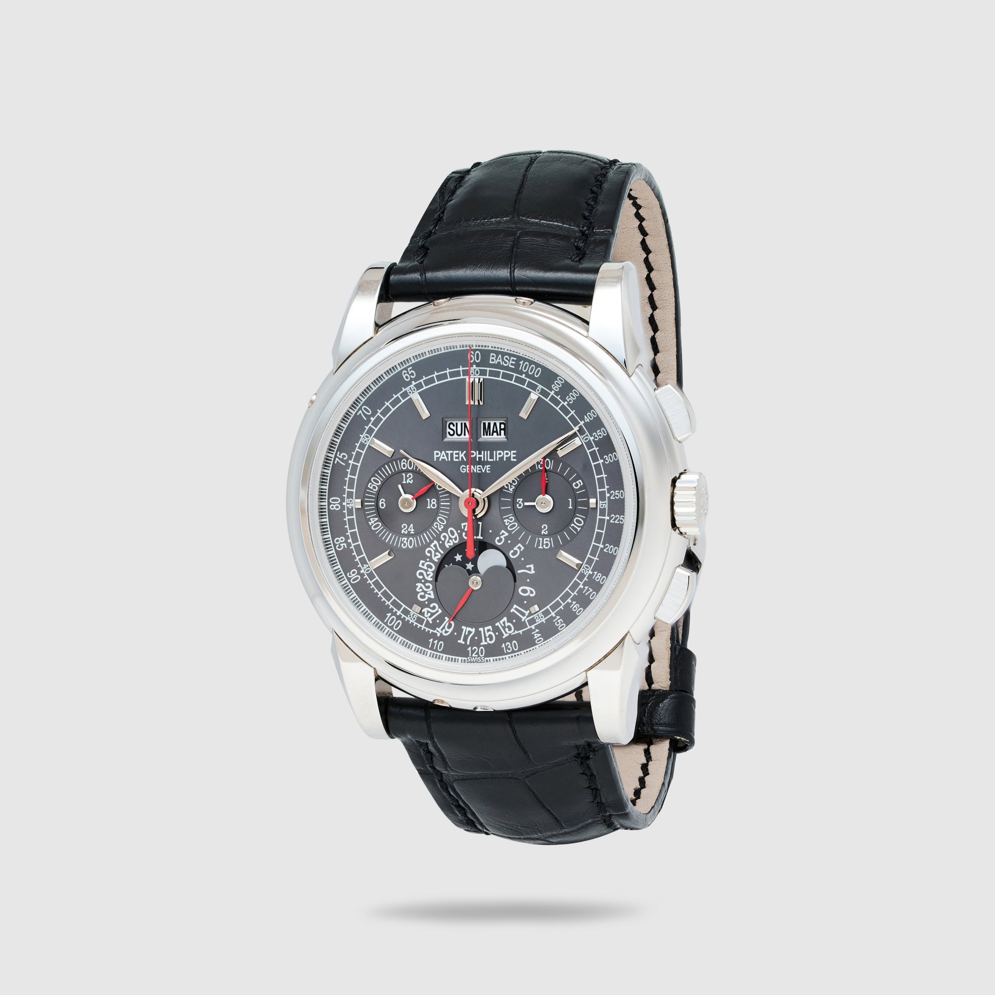 Patek Philippe Platinum Perpetual Calendar Watch Ref. 5970 with Grey Dial and Red Hands