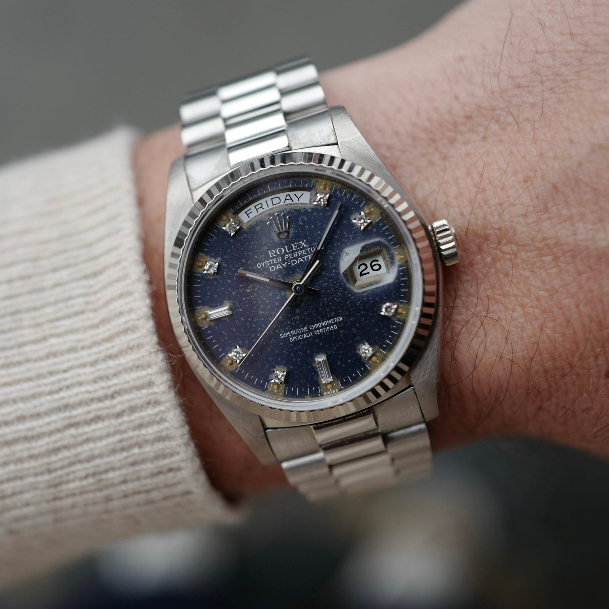 Rolex White Gold Day-Date Ref. 18039 with Attractive Tropical Dial (New Arrival)